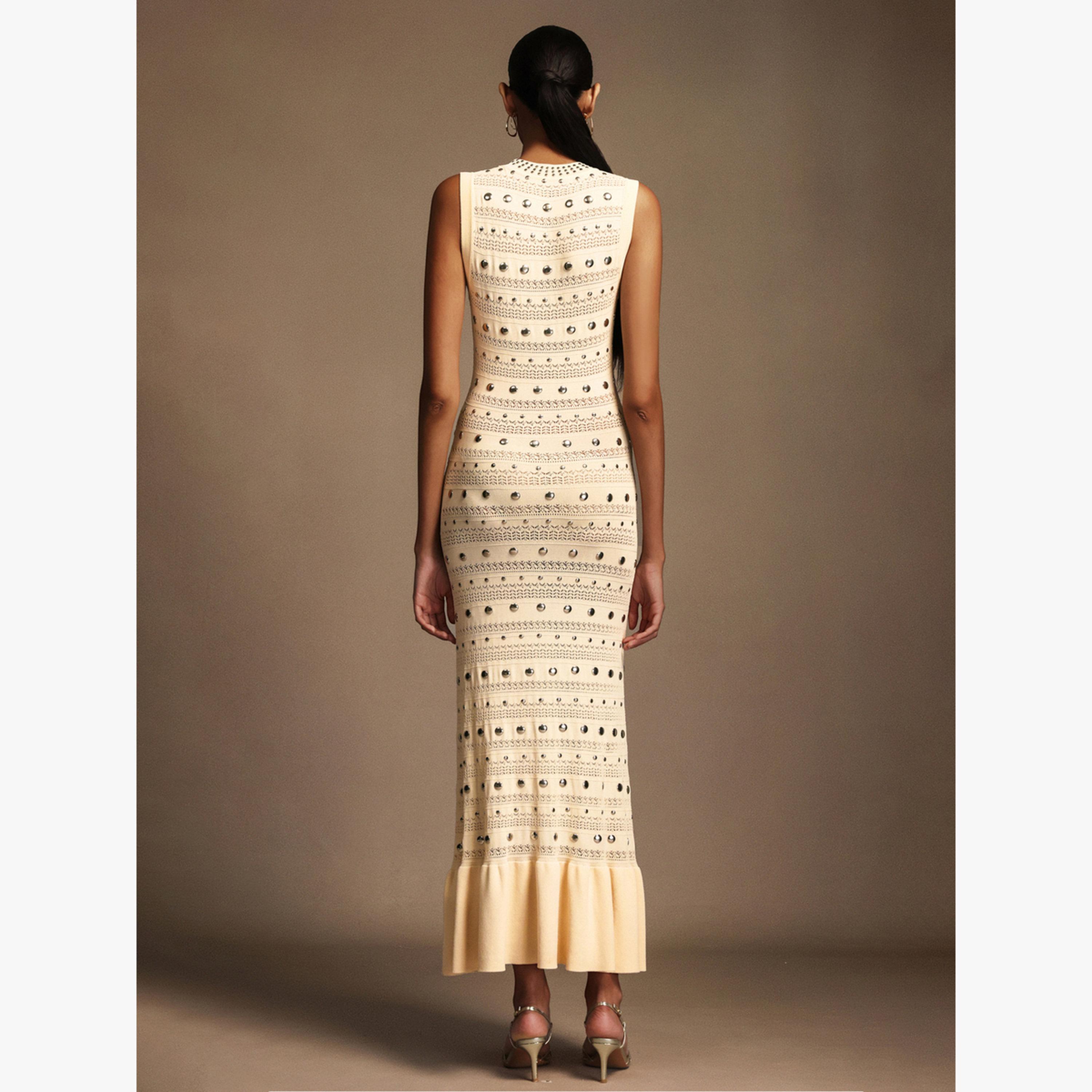 Bella Barnett X Styli Women Rivet EmbellishedÂ Ruffle Hem Maxi Dress-women-clothing-dresses-image-6