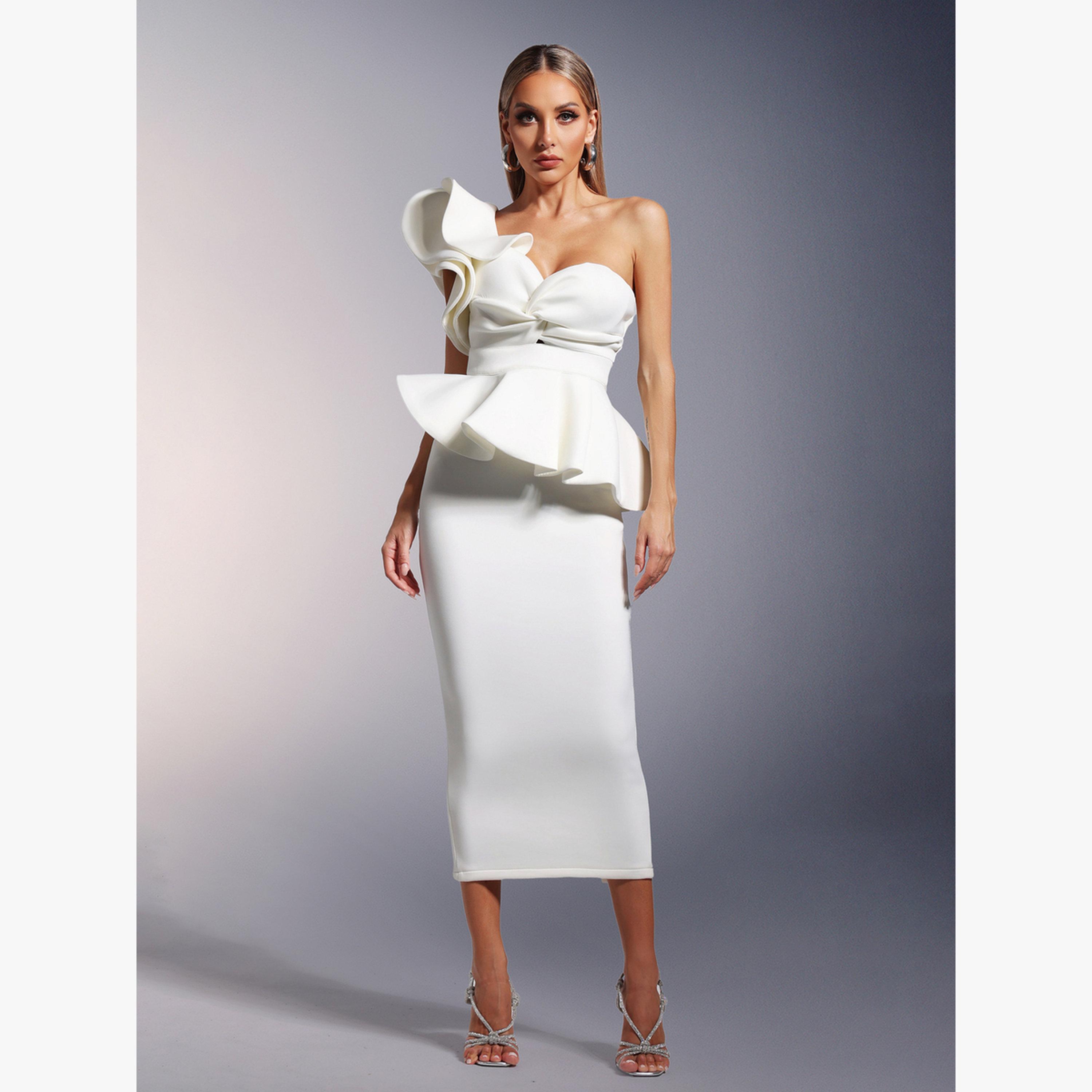 طقم بلوزة بكشكش بيبلوم وتنورة ميدي-women-clothing-coordsets-image-1