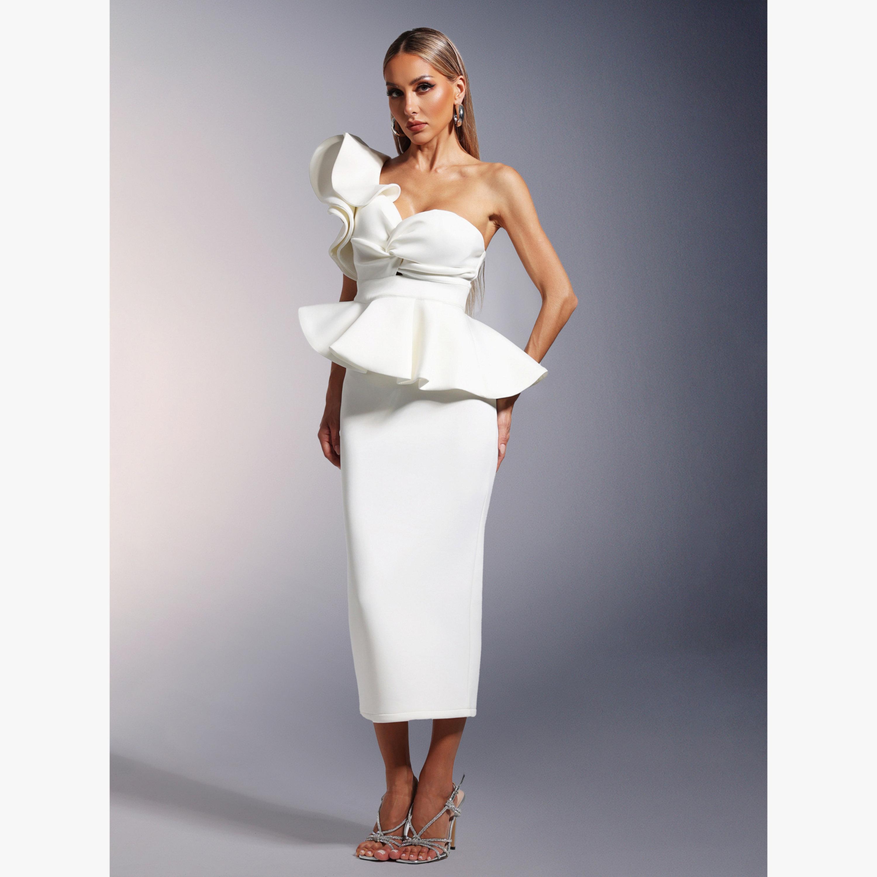 طقم بلوزة بكشكش بيبلوم وتنورة ميدي-women-clothing-coordsets-image-2