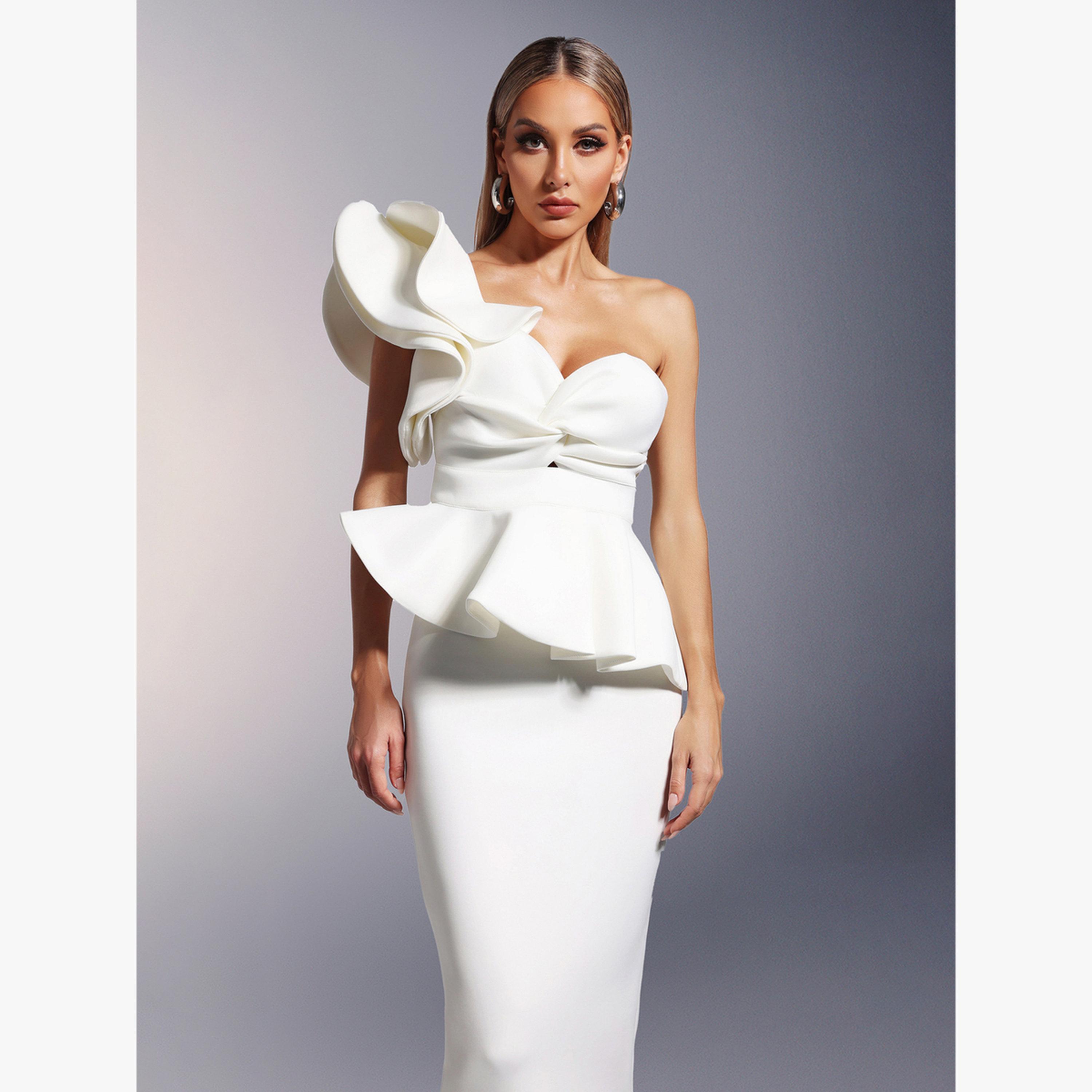 طقم بلوزة بكشكش بيبلوم وتنورة ميدي-women-clothing-coordsets-image-3
