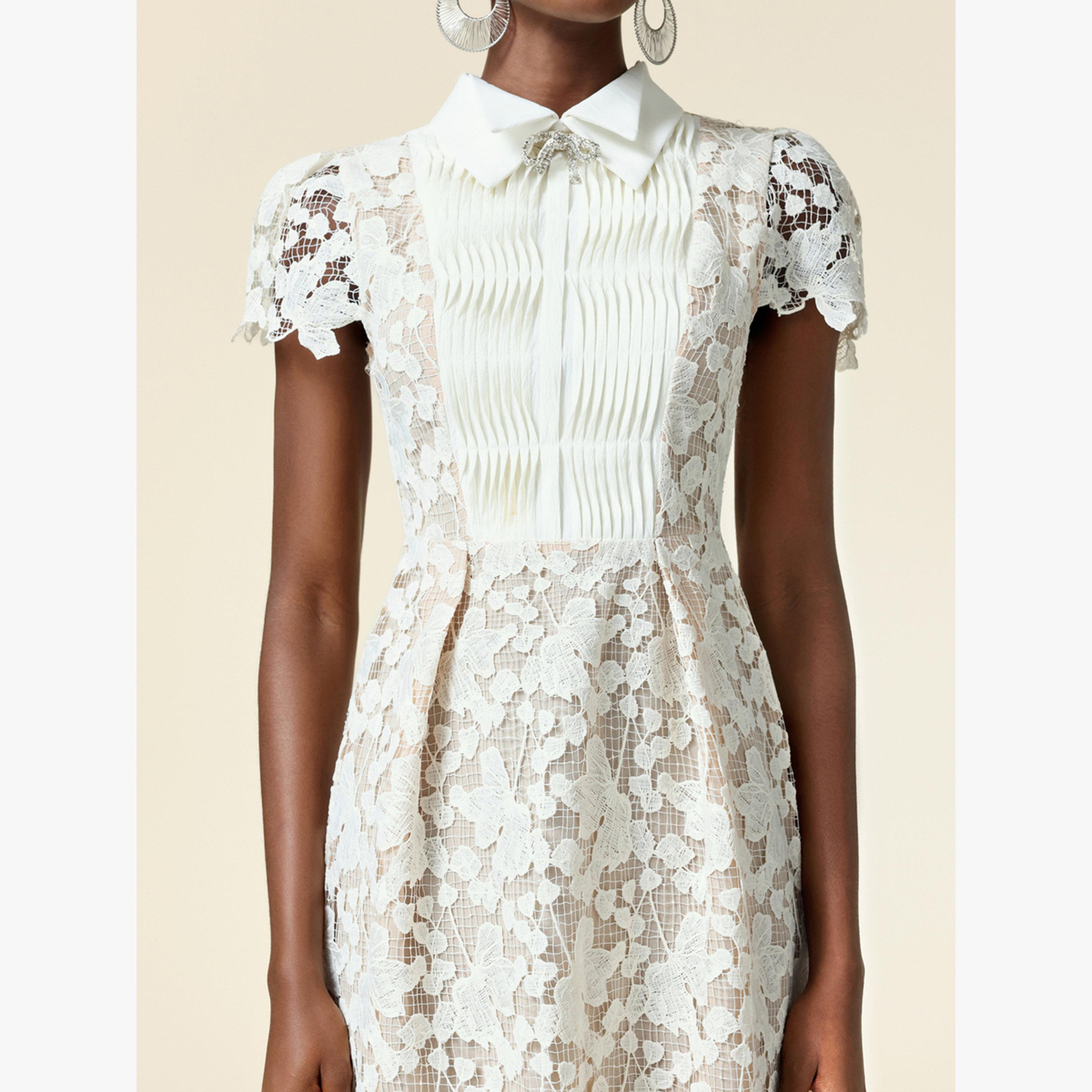 Bella Barnett X Styli Women White Lace Collared Midi Dress-women-clothing-dresses-image-6