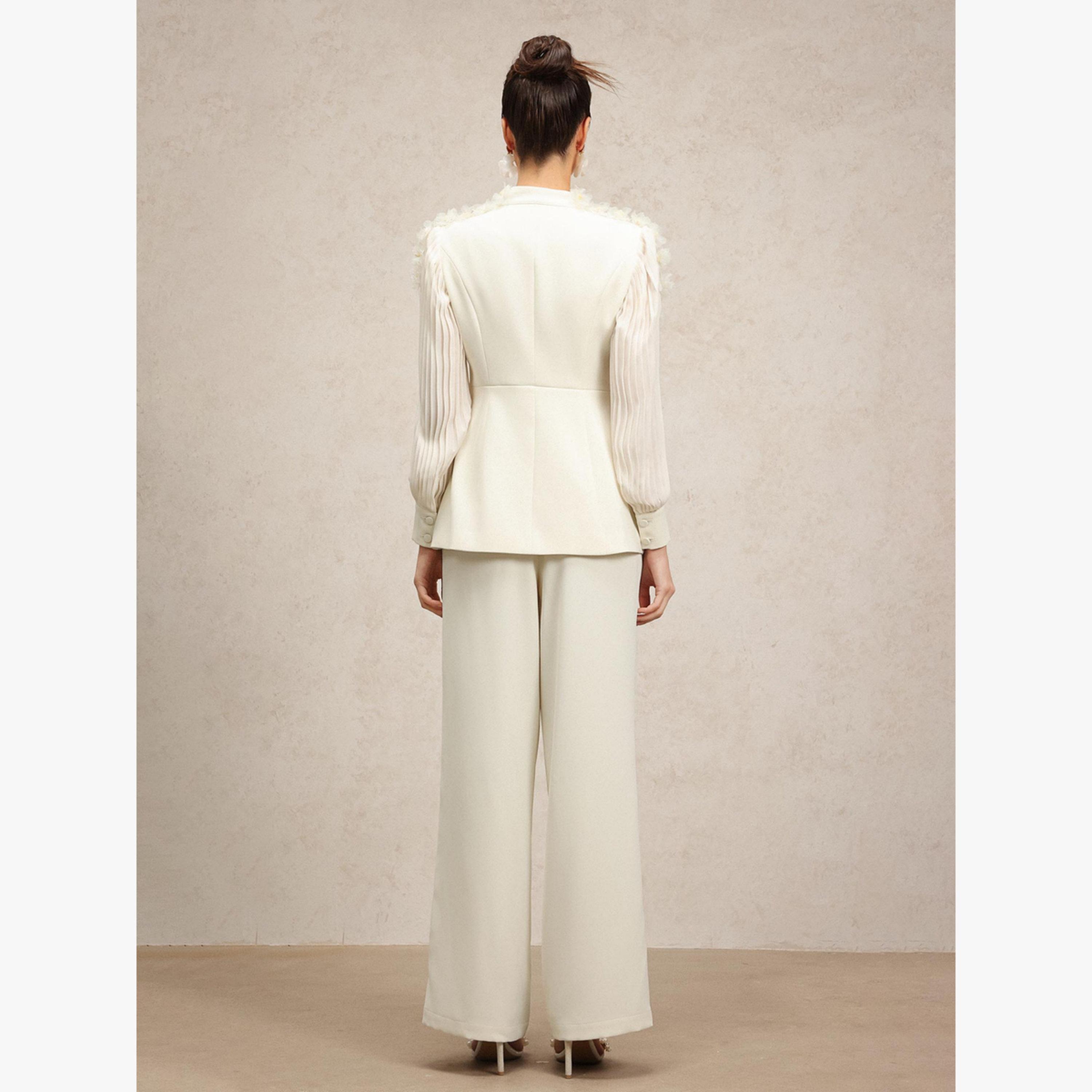 Bella Barnett X Styli Women 3D Flower Pleated Blazer and Pants Co-Ords-women-clothing-coordsets-image-6