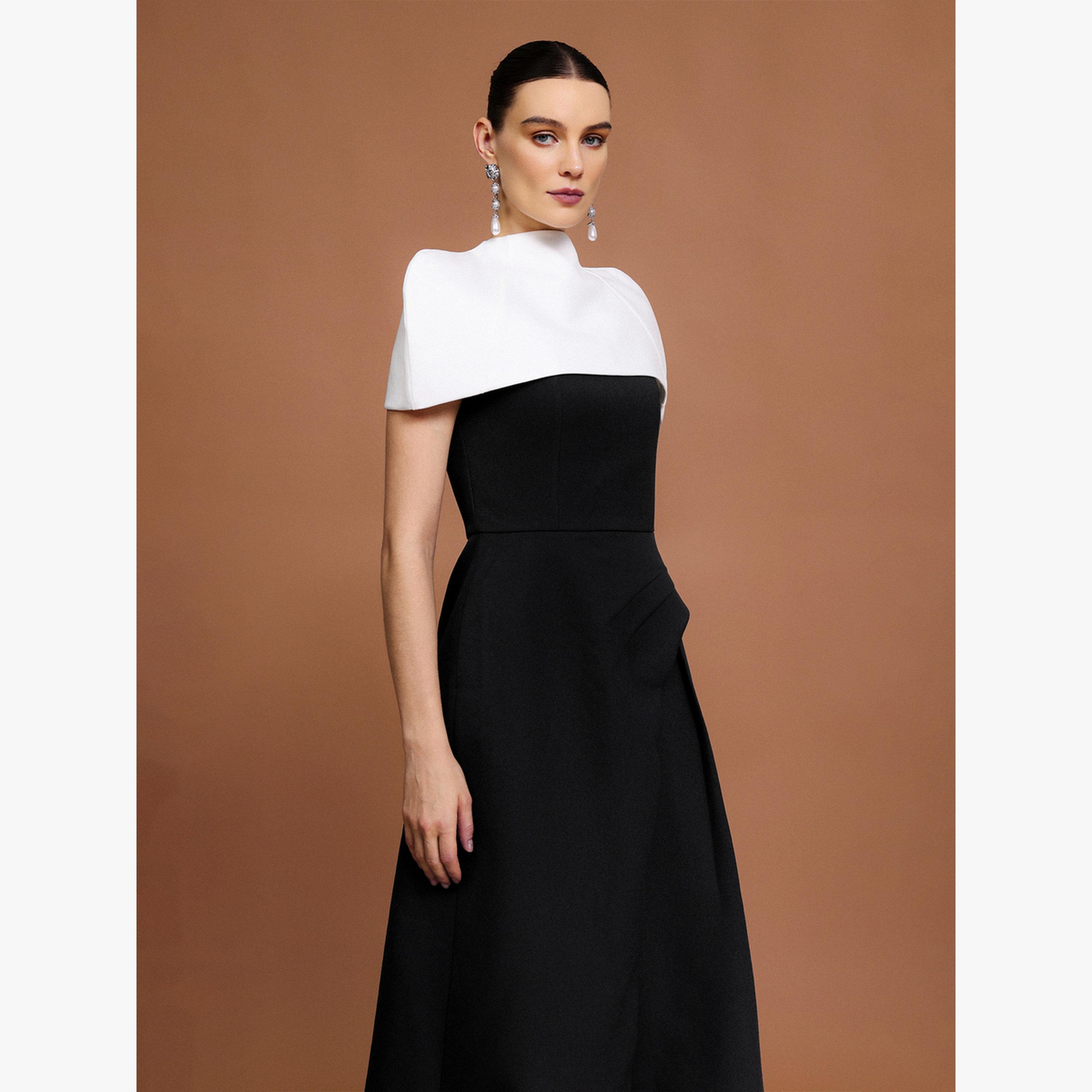 فستان ميدي بوشاح وبتفاصيل طيات غير متماثلة-women-clothing-dresses-image-4
