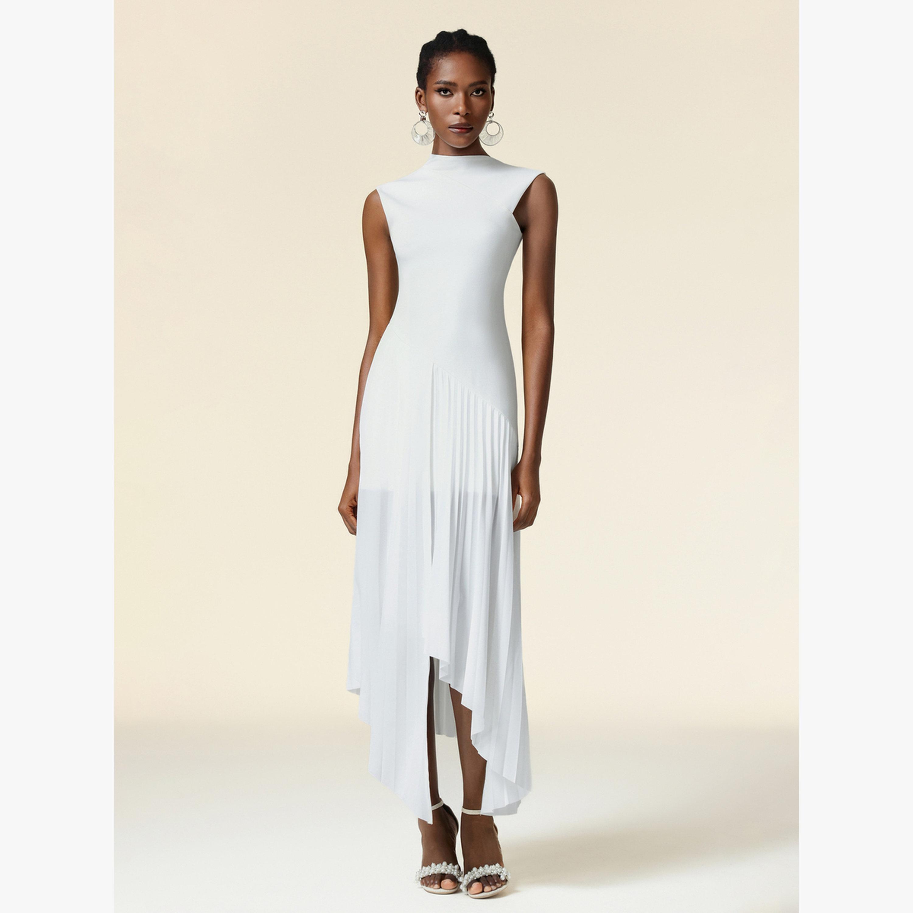 فستان طويل بحافة واسعة بلا أكمام-women-clothing-dresses-image-1