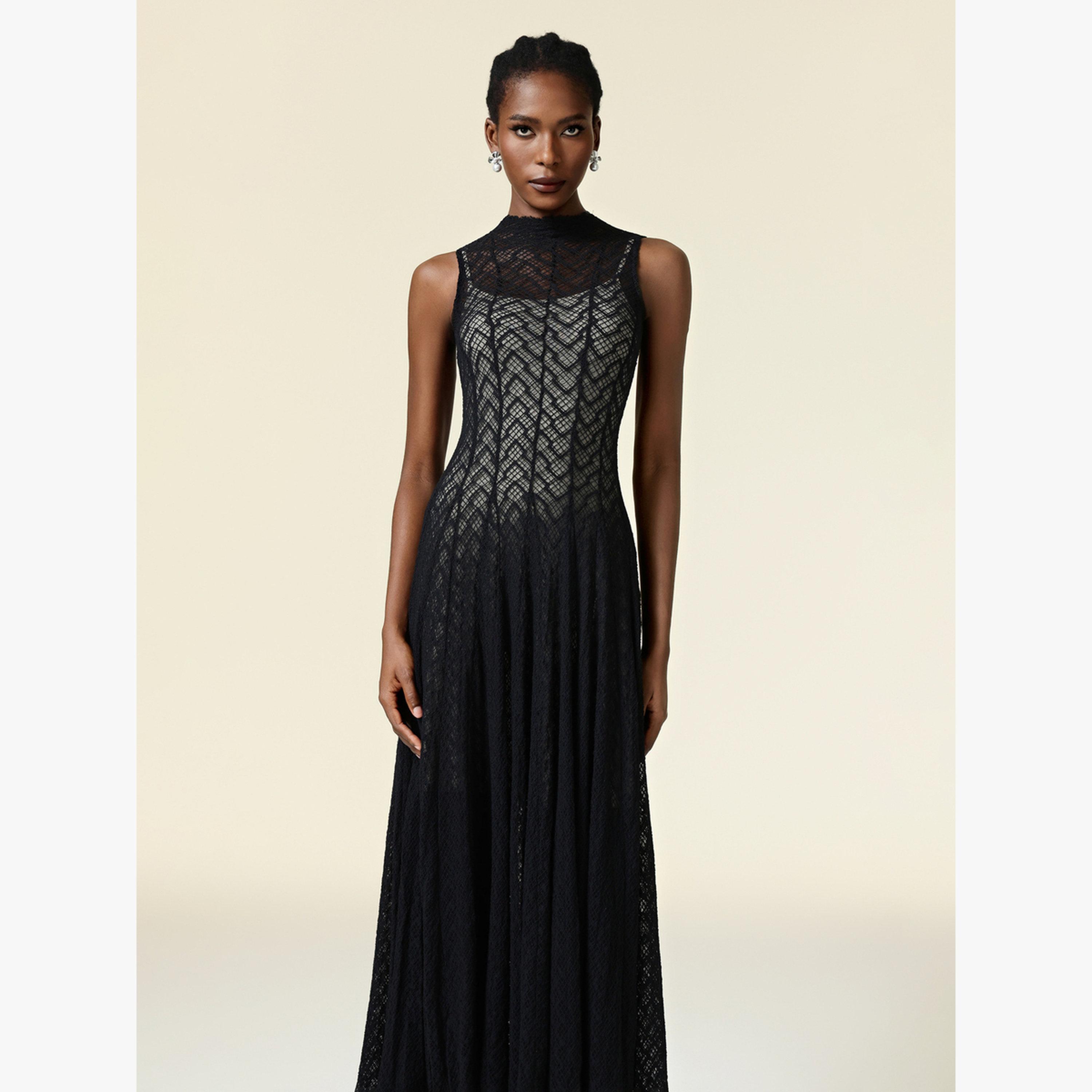 فستان طويل بتفاصيل دانتيل بلا أكمام-women-clothing-dresses-image-3