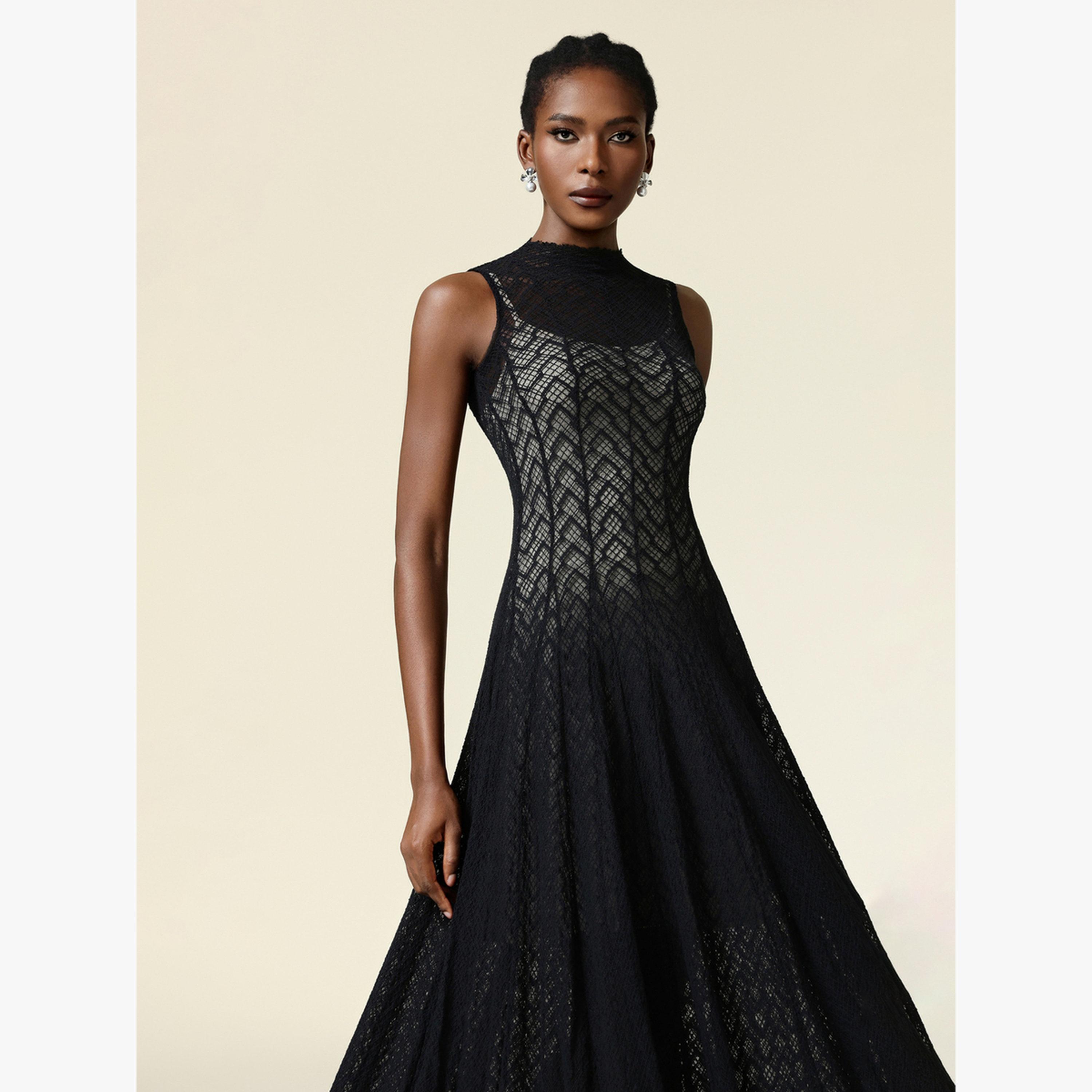 فستان طويل بتفاصيل دانتيل بلا أكمام-women-clothing-dresses-image-4
