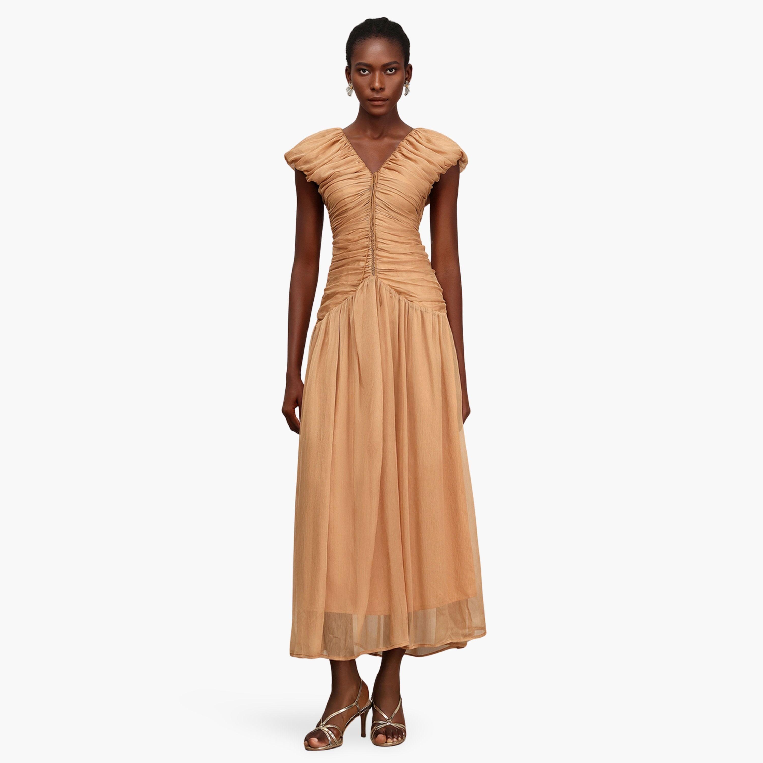 فستان طويل بلا أكمام بتفاصيل كشكشة-women-clothing-dresses-image-1