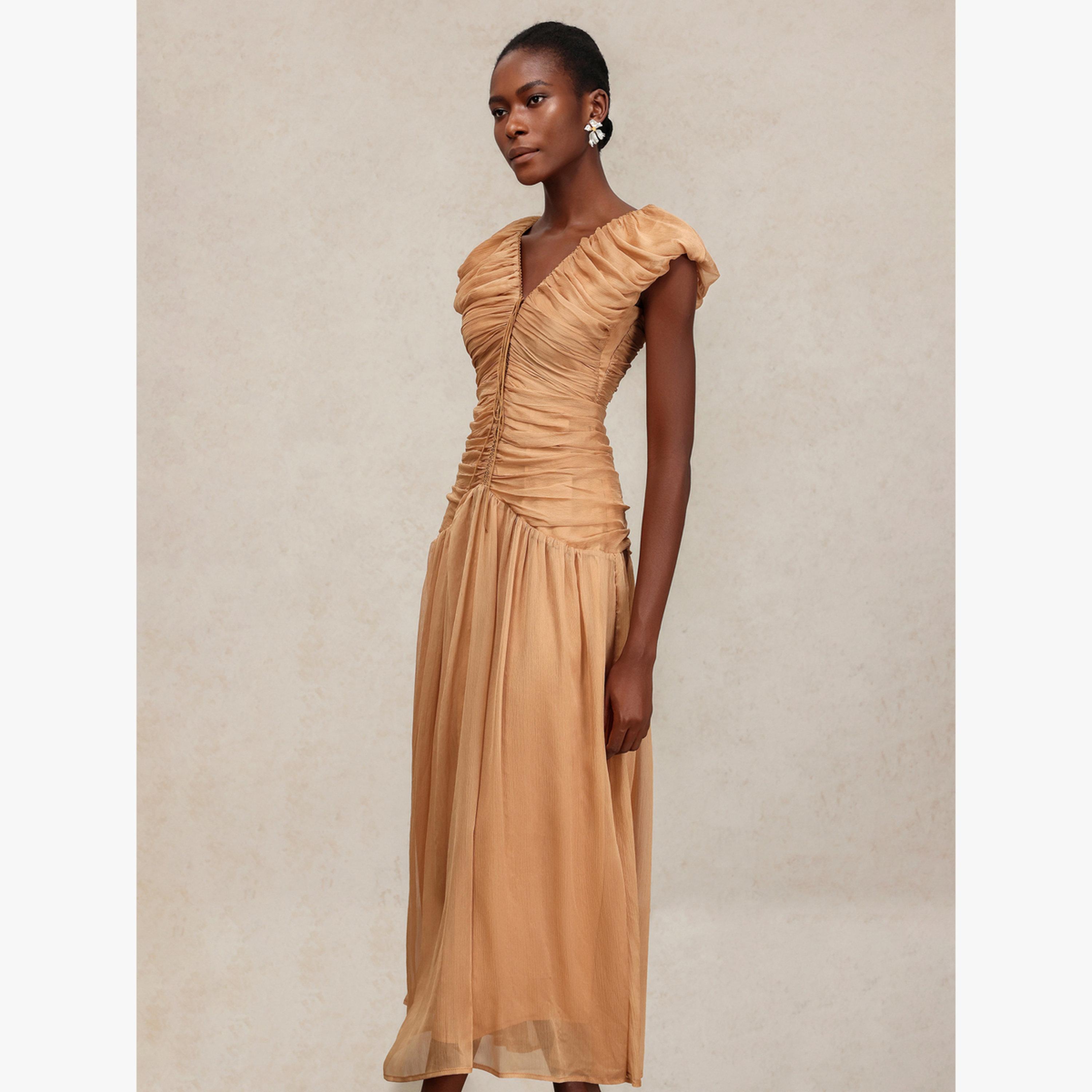 فستان طويل بلا أكمام بتفاصيل كشكشة-women-clothing-dresses-image-3