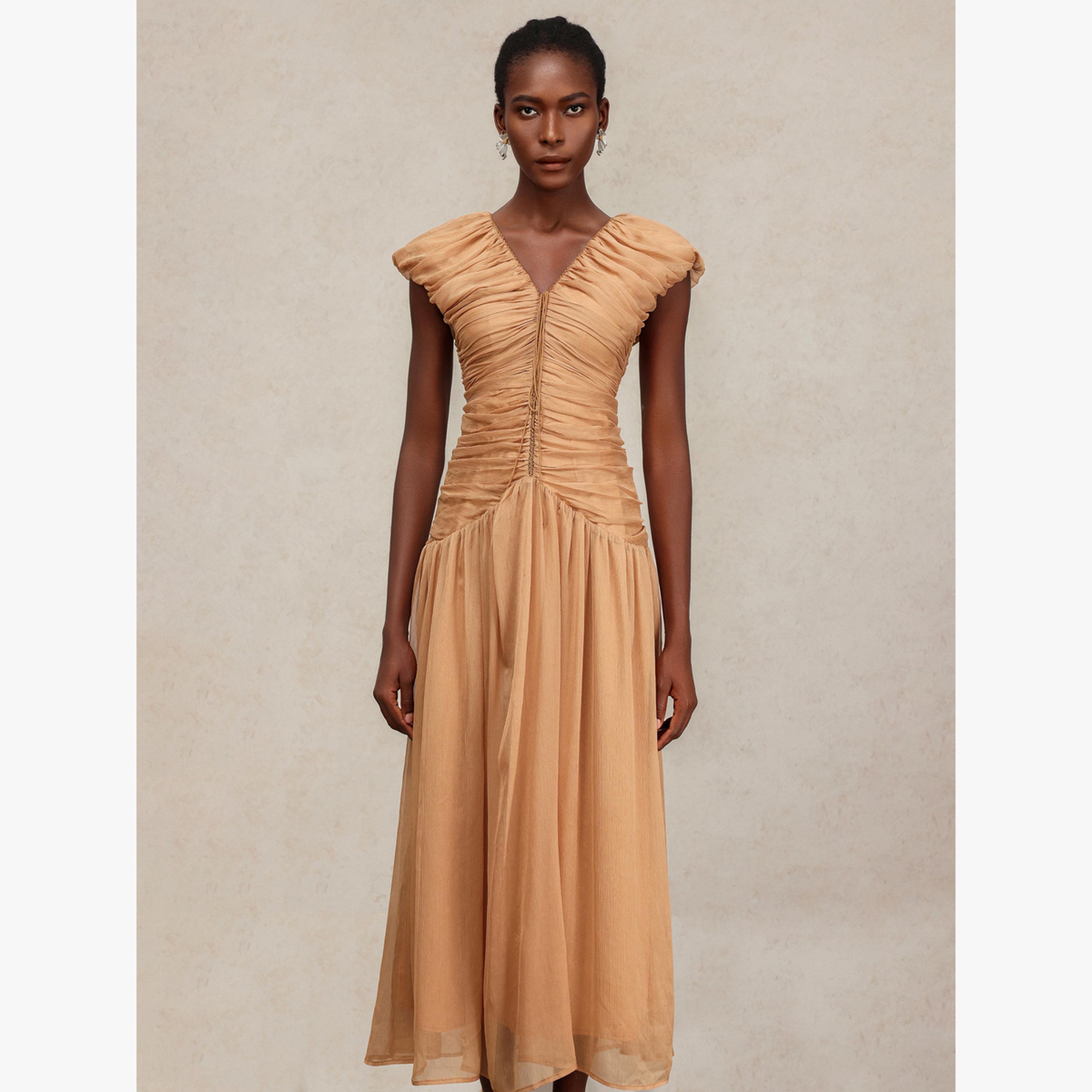 فستان طويل بلا أكمام بتفاصيل كشكشة-women-clothing-dresses-image-4