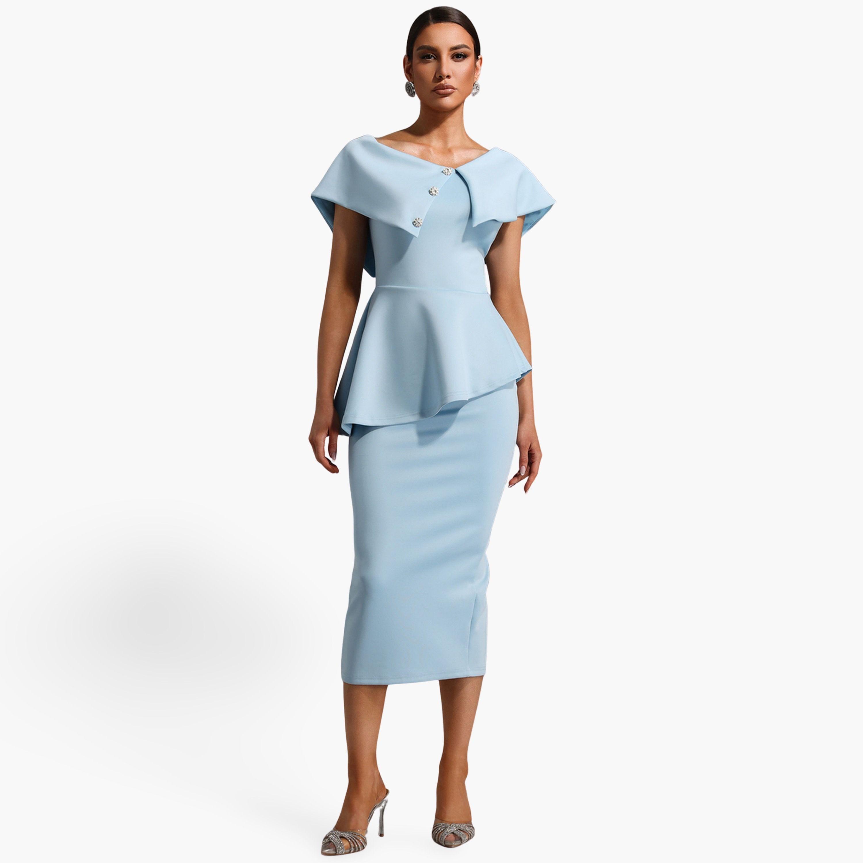 Bella Barnett X Styli Women Blue Bodycon Peplum Midi Dress-women-clothing-dresses-image-1
