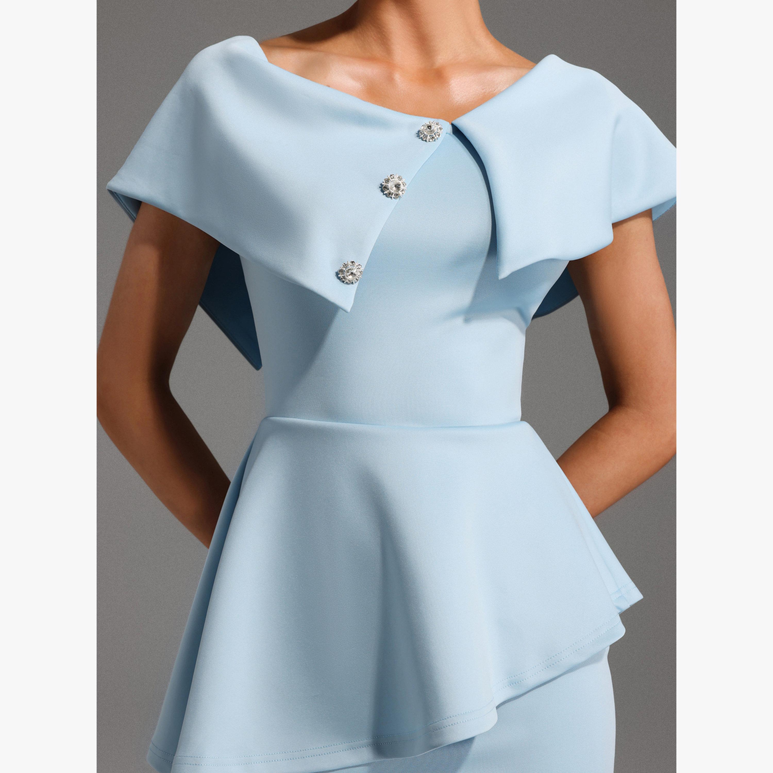 Bella Barnett X Styli Women Blue Bodycon Peplum Midi Dress-women-clothing-dresses-image-5