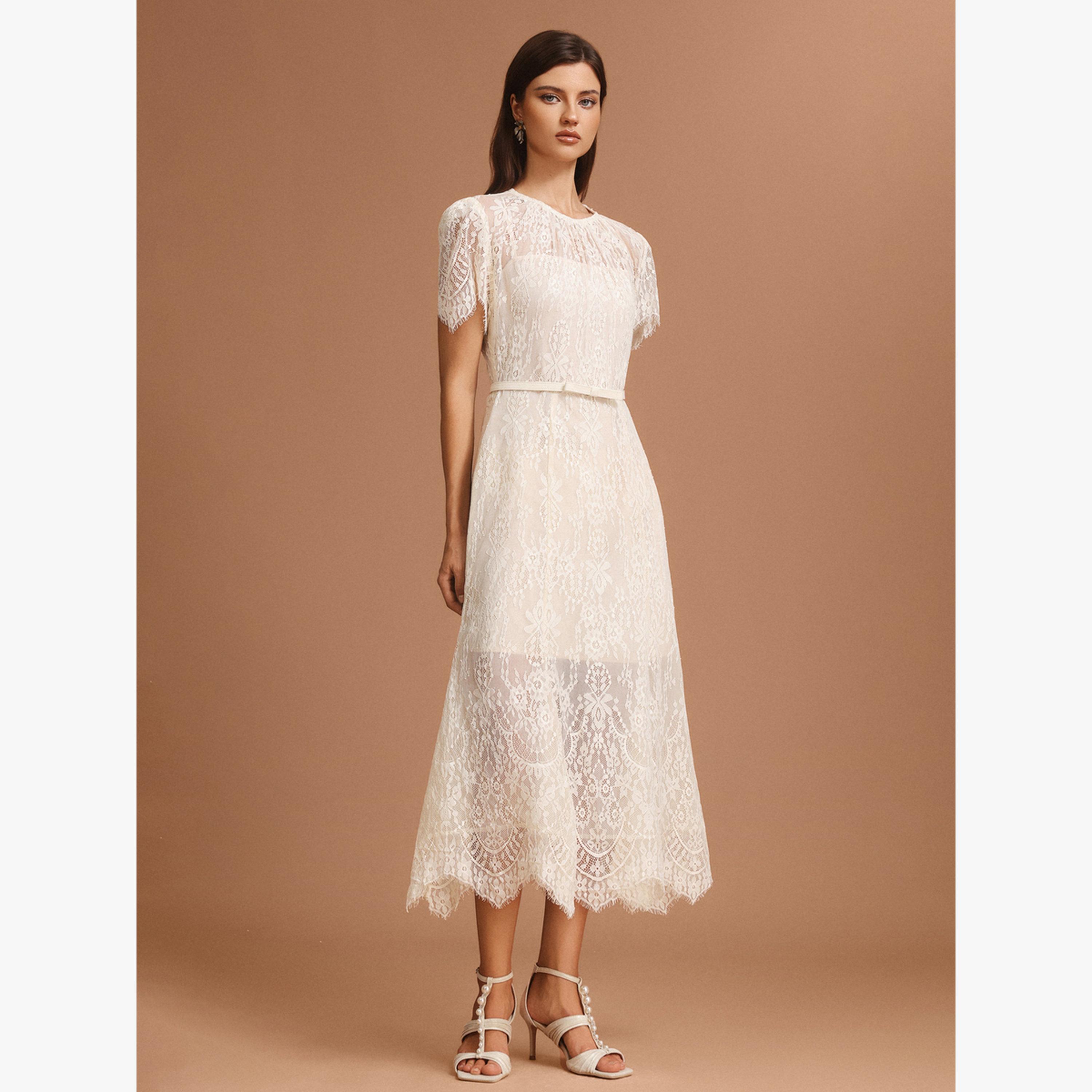 فستان ميدي بتفاصيل دانتيل بالكامل-women-clothing-dresses-image-2