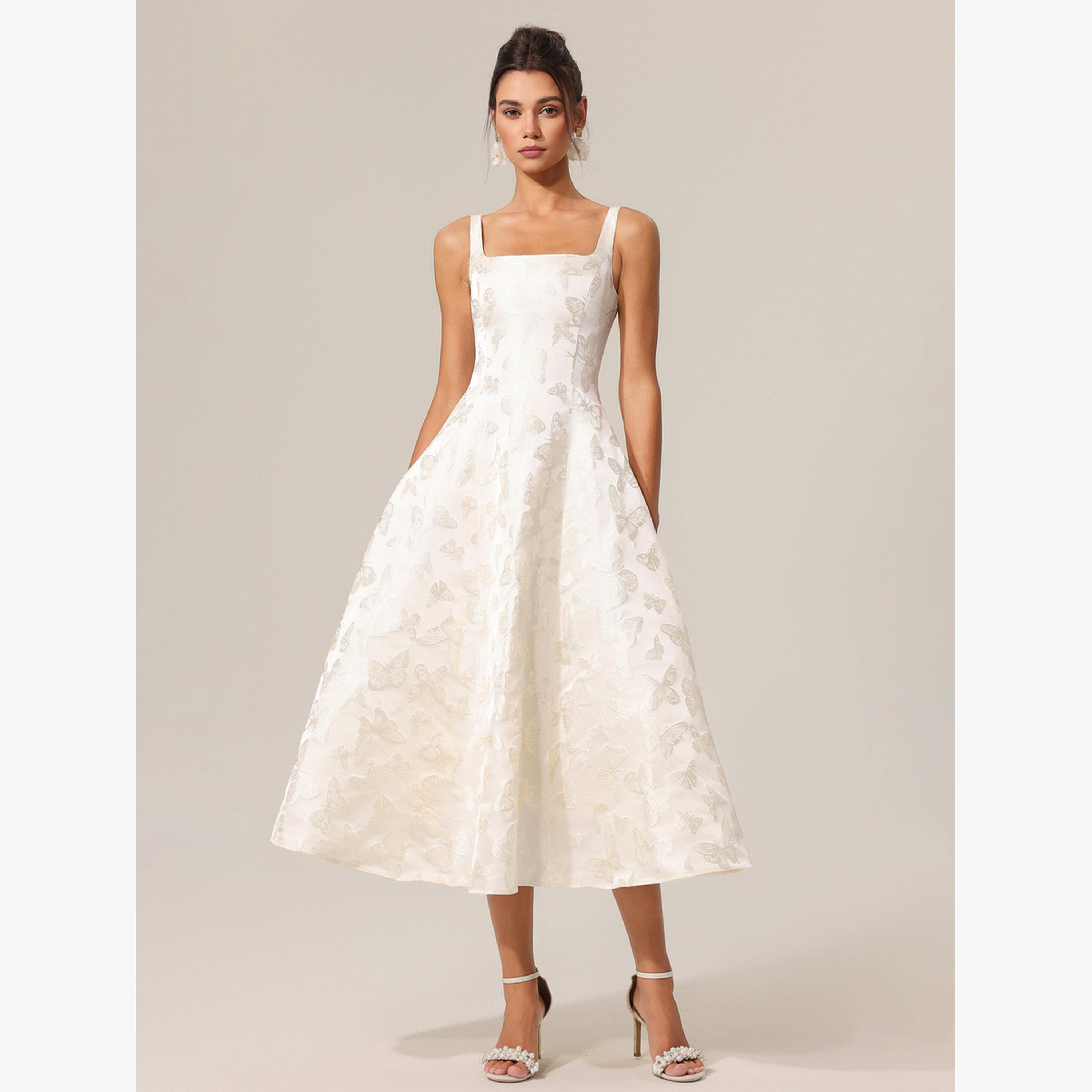 فستان ميدي بلا أكمام بنقش الجاكار على شكل فراشة-women-clothing-dresses-image-1