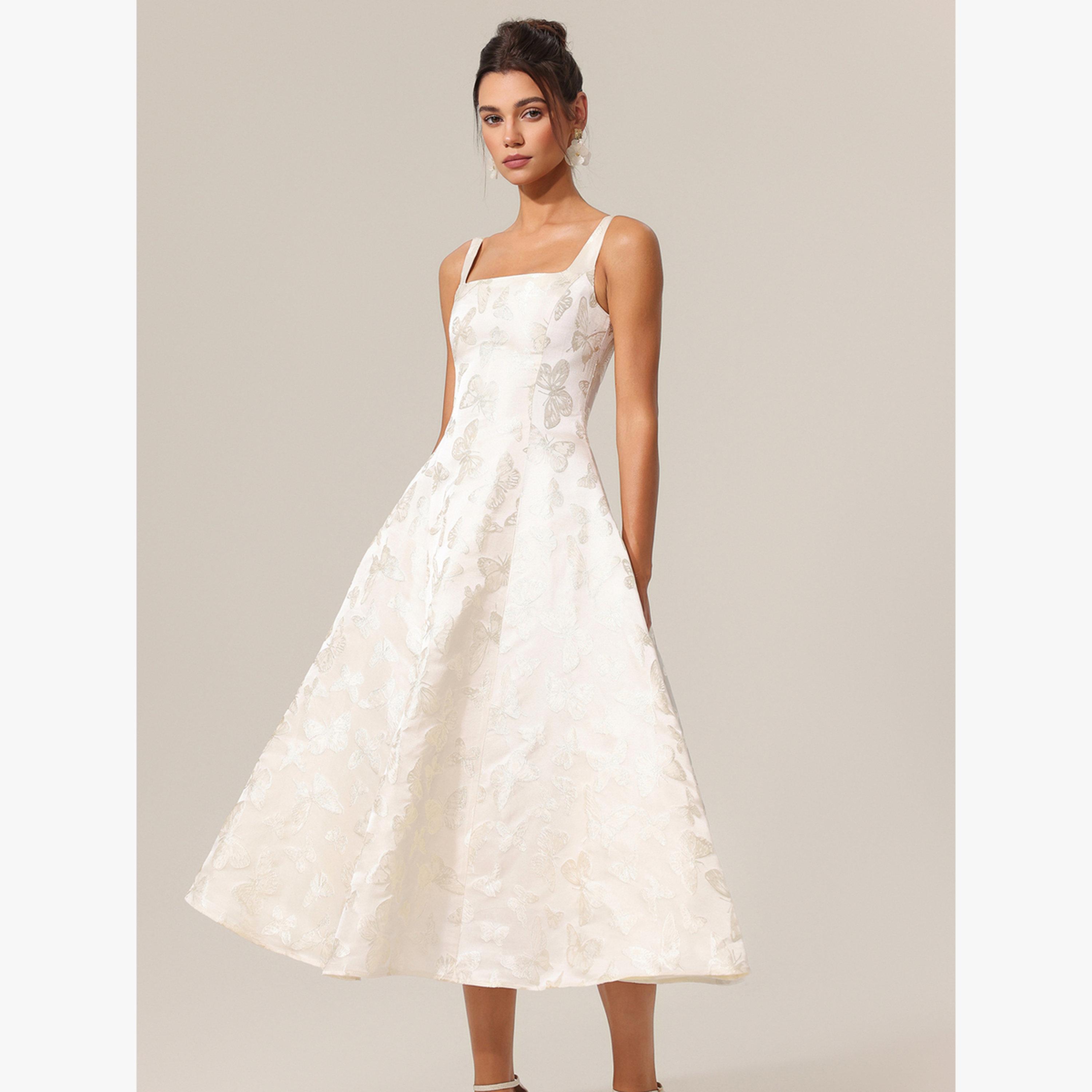 فستان ميدي بلا أكمام بنقش الجاكار على شكل فراشة-women-clothing-dresses-image-2