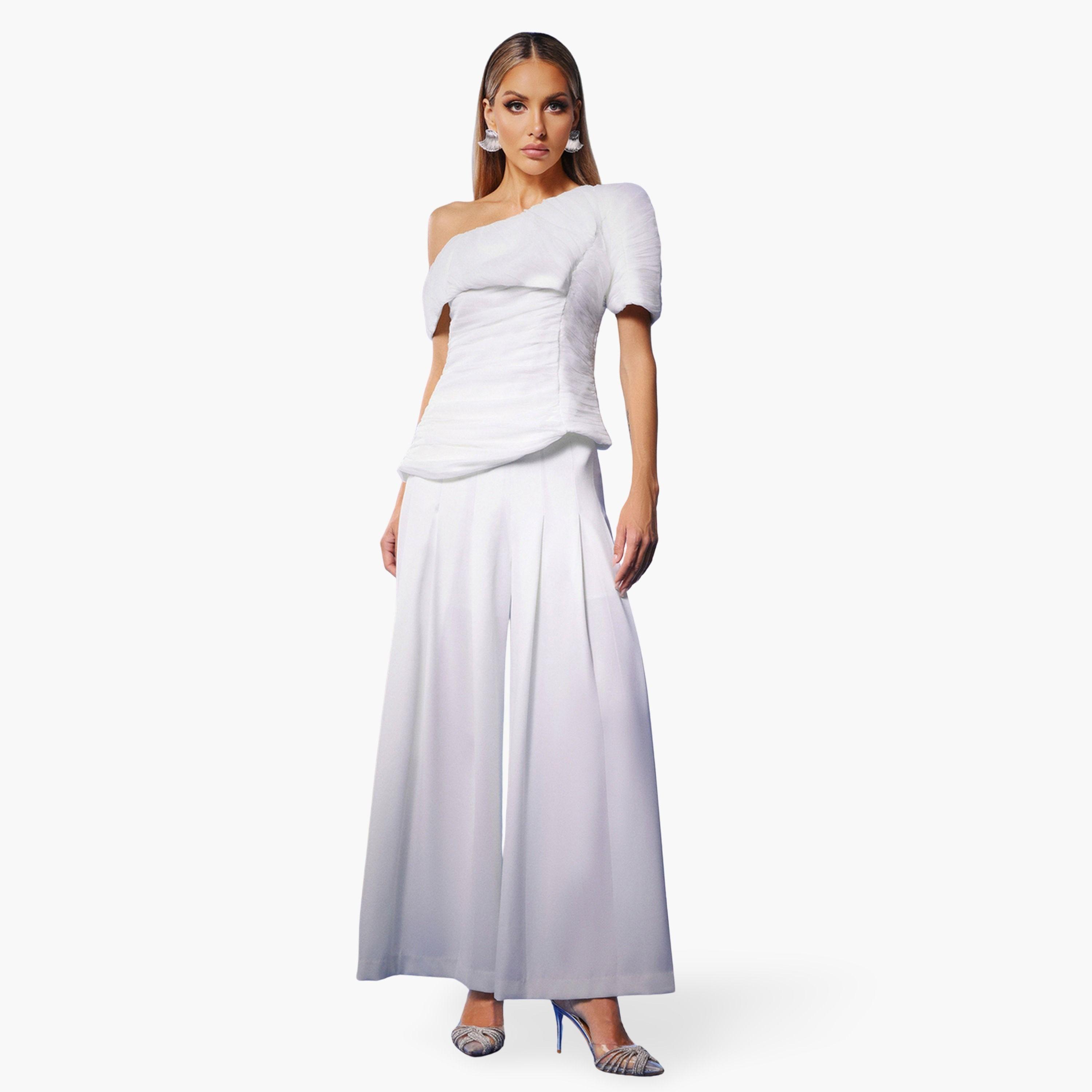 Bella Barnett X Styli Women One Shoulder Top and Wide Leg Pants Co-Ords-women-clothing-coordsets-image-1