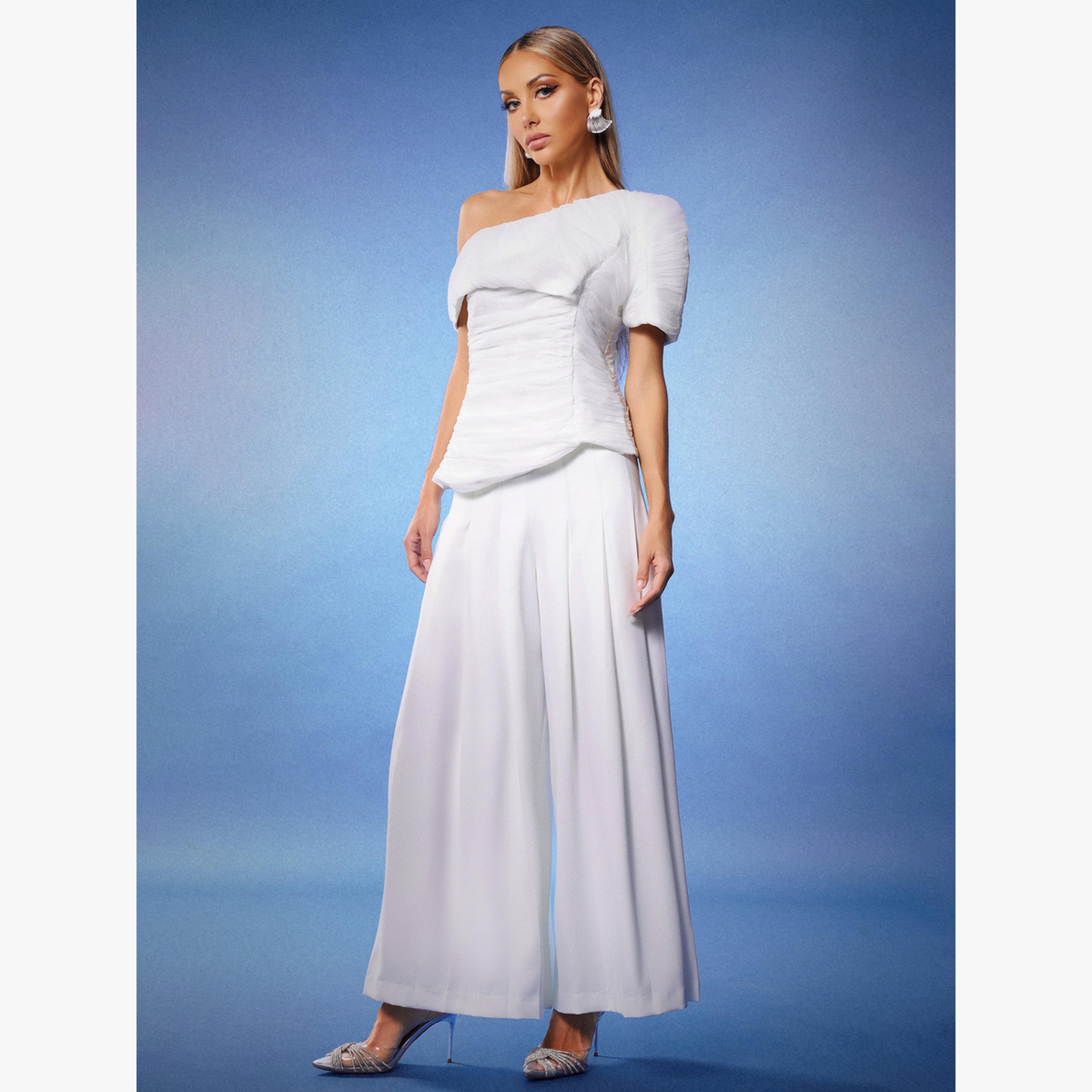 Bella Barnett X Styli Women One Shoulder Top and Wide Leg Pants Co-Ords-women-clothing-coordsets-image-2