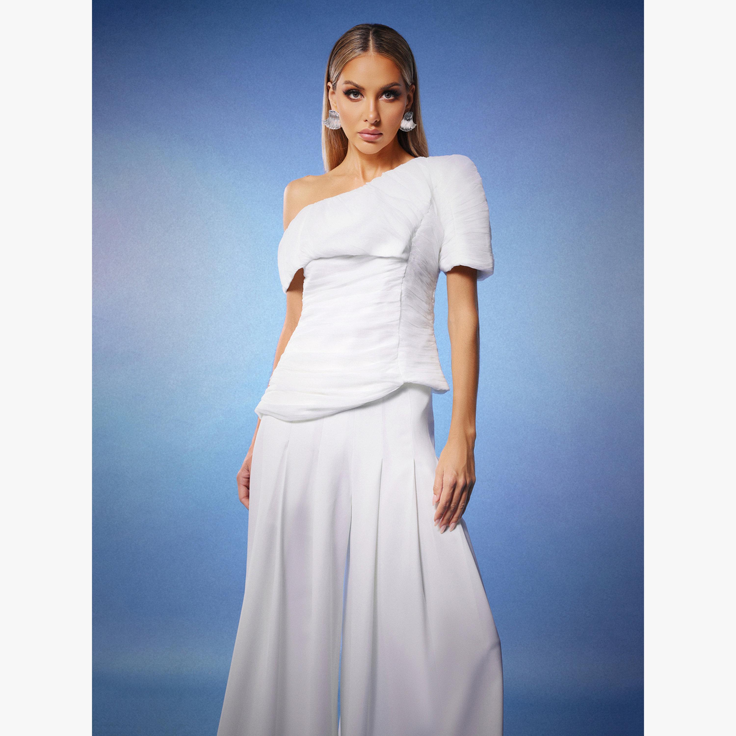 Bella Barnett X Styli Women One Shoulder Top and Wide Leg Pants Co-Ords-women-clothing-coordsets-image-3