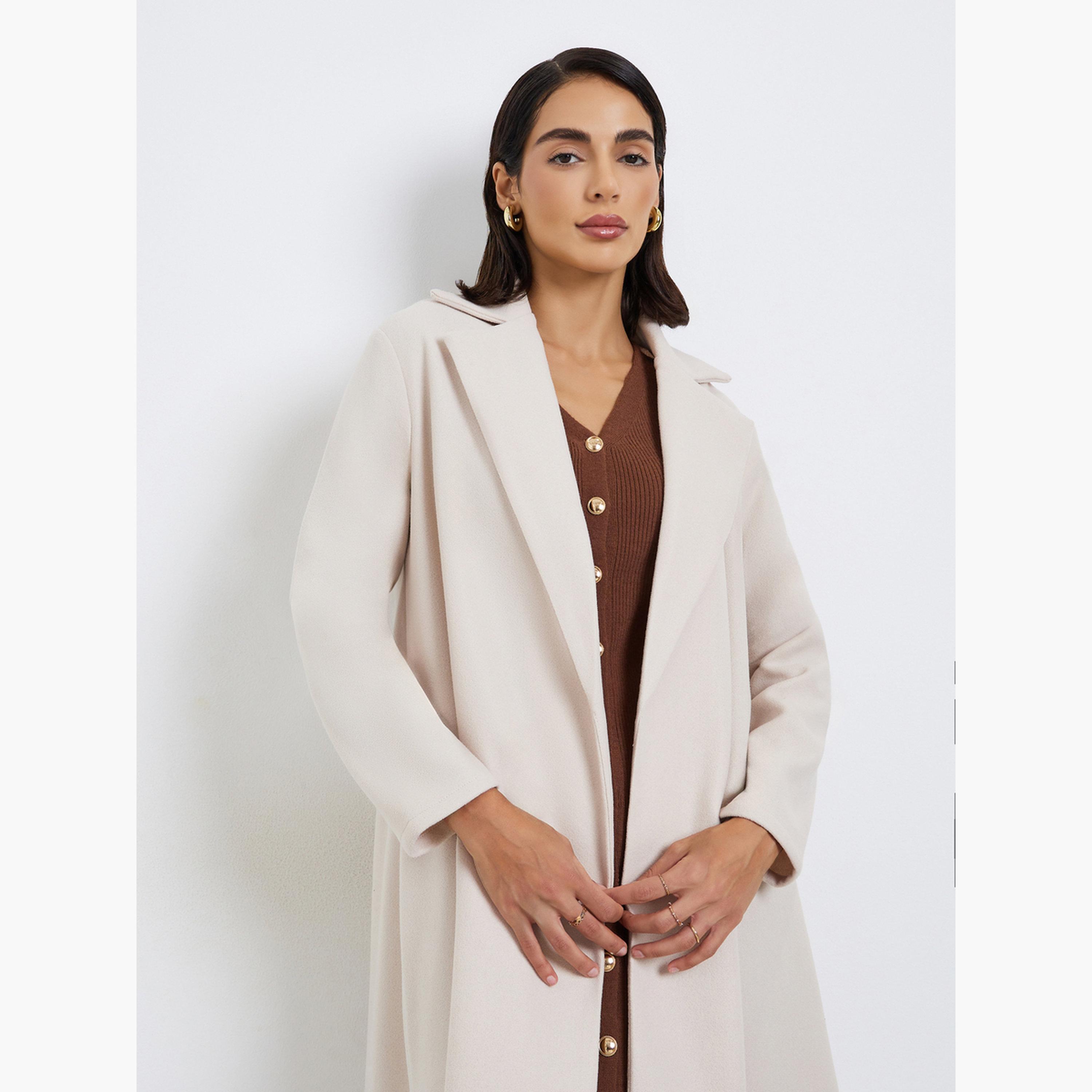 ستايلي - عباية سادة مفتوحة من الأمام مع ياقة مدببة-women-arabicclothing-abayas-image-4