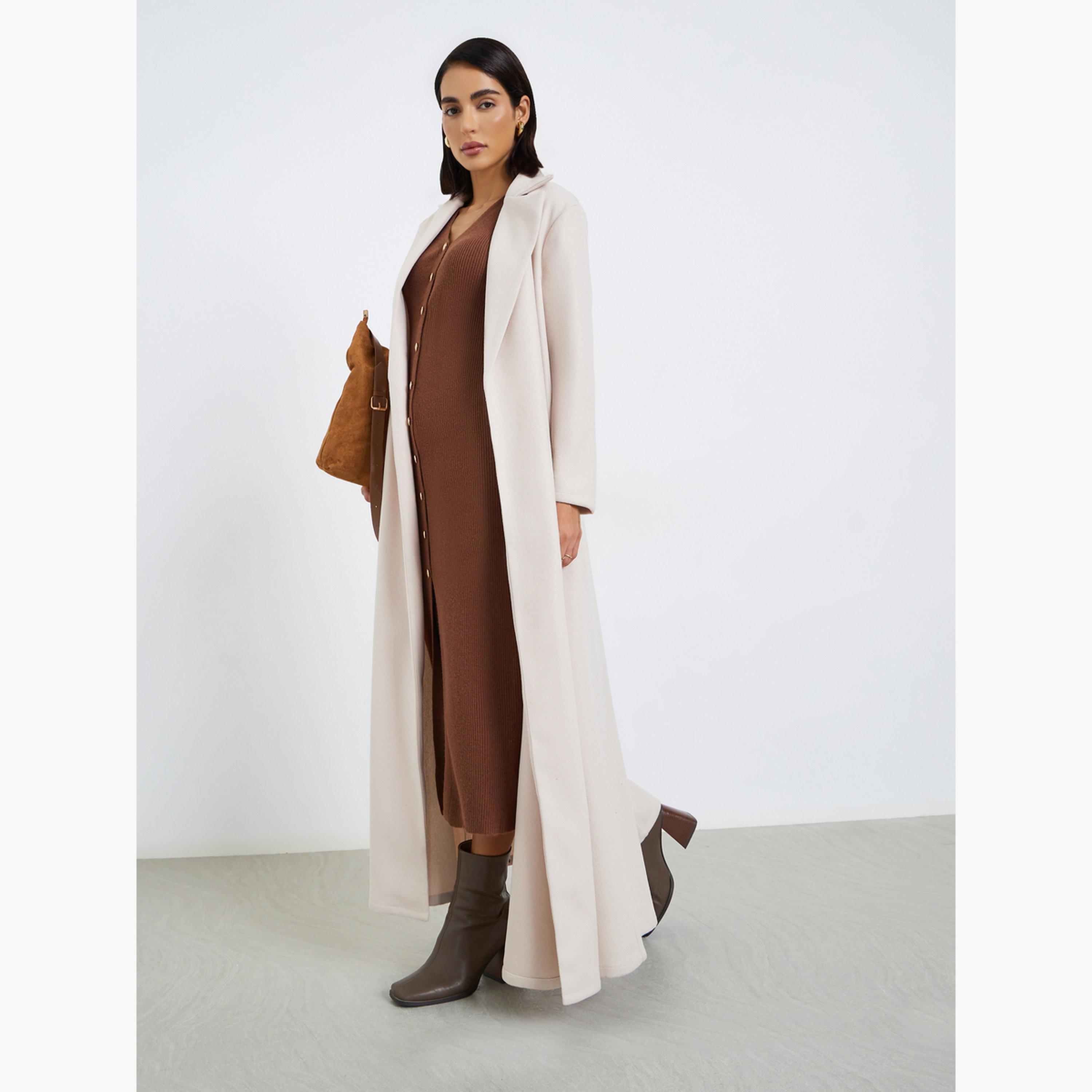 ستايلي - عباية سادة مفتوحة من الأمام مع ياقة مدببة-women-arabicclothing-abayas-image-3
