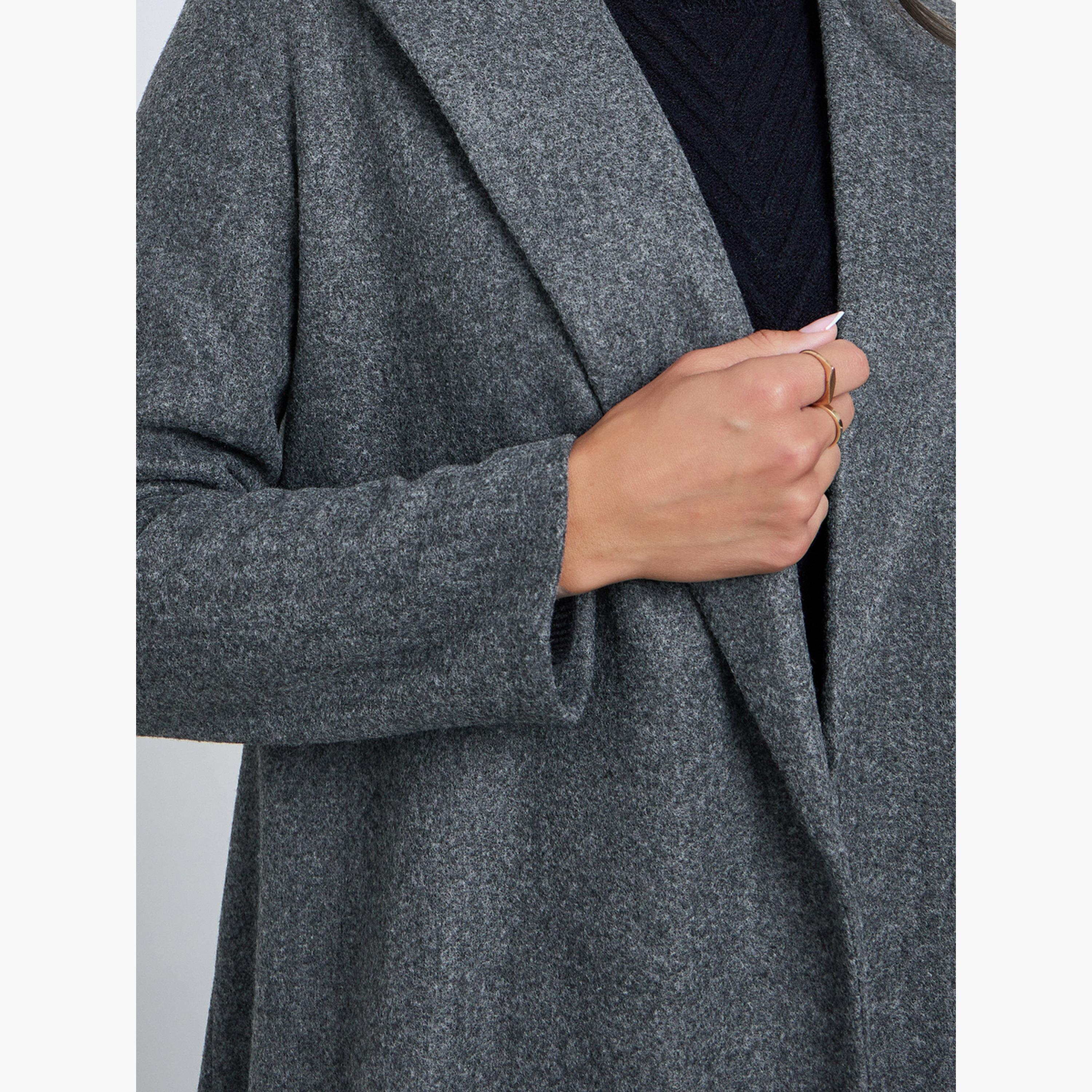 Styli Solid Notch Label Collar Open Abaya-women-arabicclothing-abayas-image-4