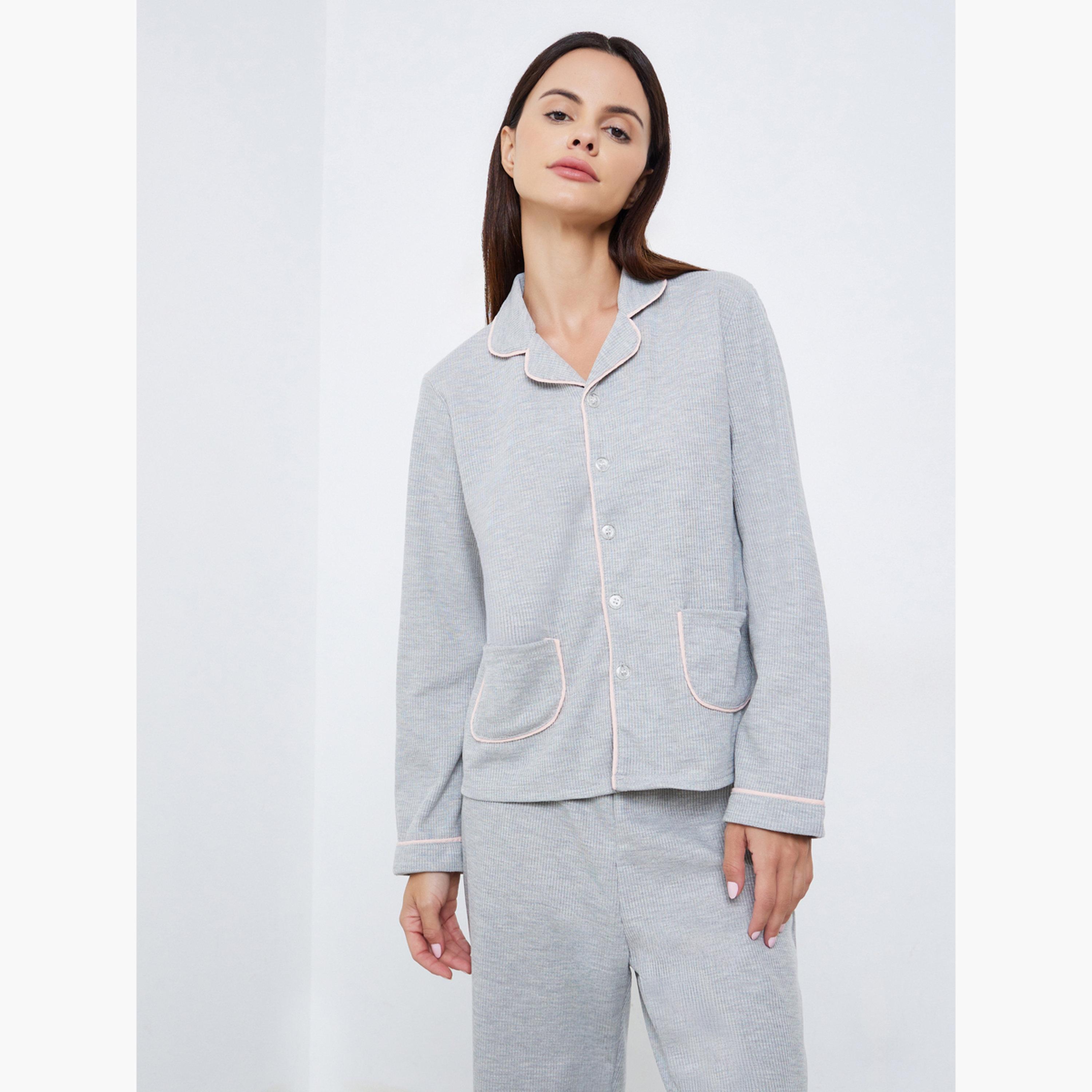 ستايلي - بيجاما بأزرار مضلعة-women-clothing-nightwear-pyjamas-longsets-image-2