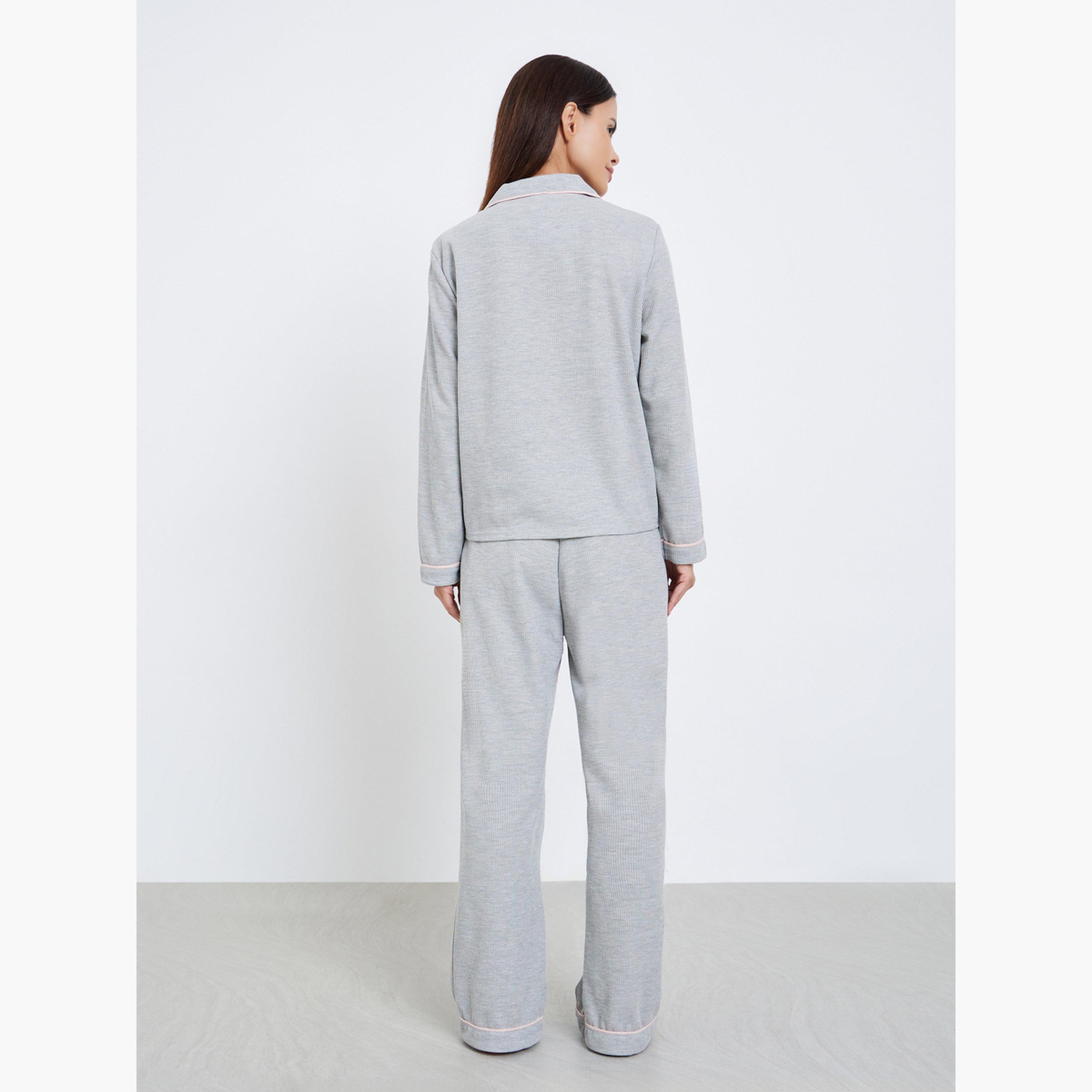 ستايلي - بيجاما بأزرار مضلعة-women-clothing-nightwear-pyjamas-longsets-image-3