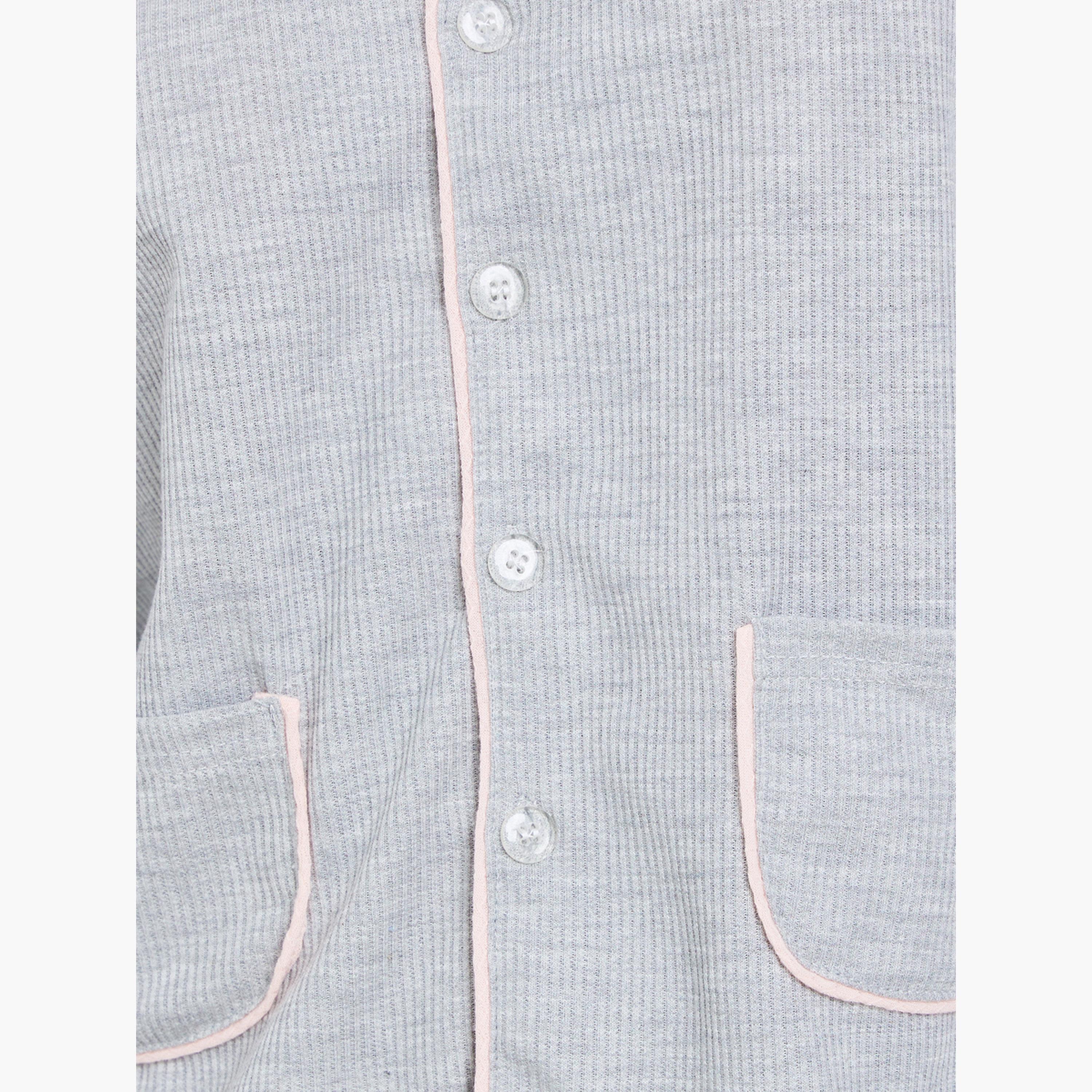 Styli Rib Button Placket Shirt and Pyjama Set-women-clothing-nightwear-pyjamas-longsets-image-5