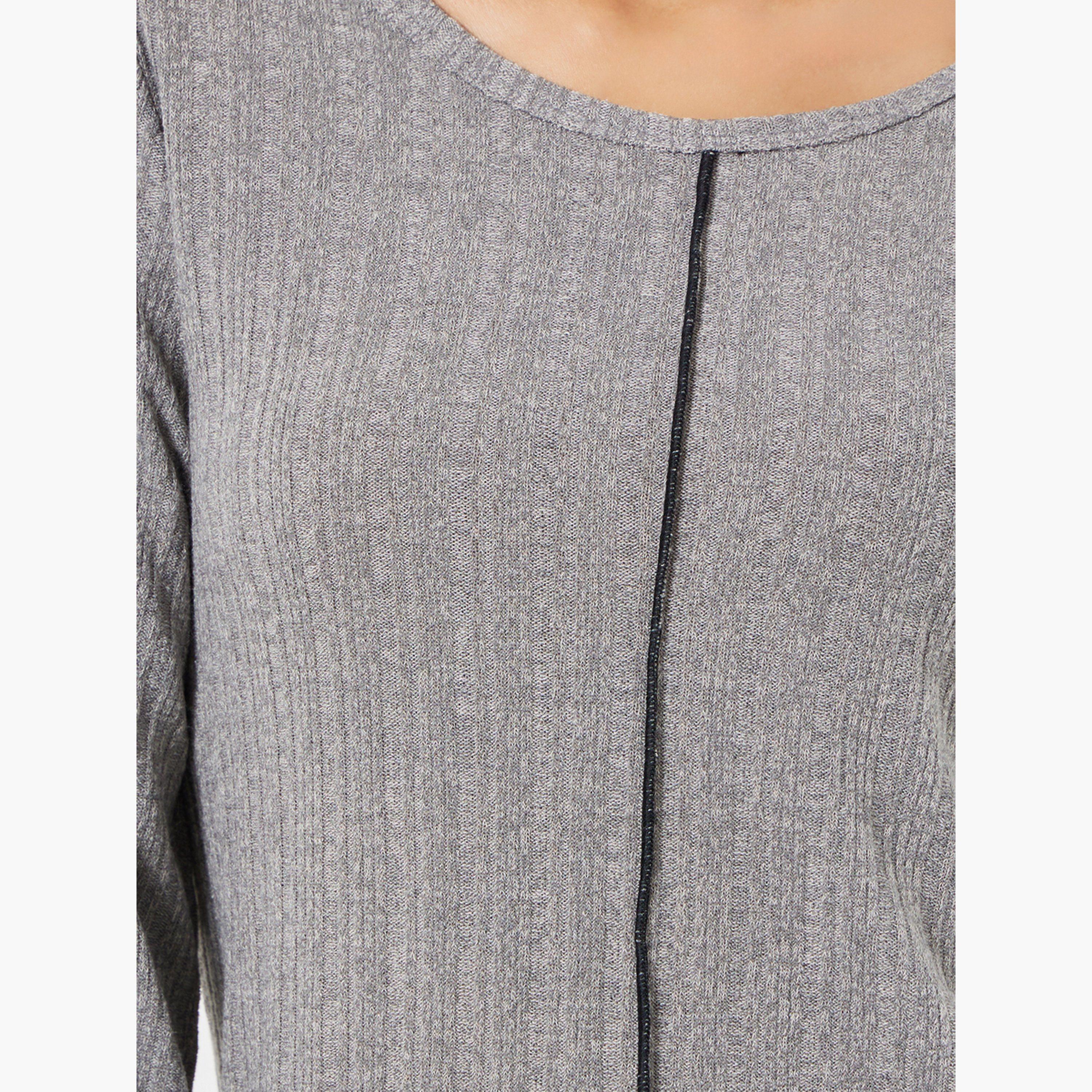 Styli Lettuce Edge Ribbed T-Shirt and Pyjama Set-women-clothing-nightwear-pyjamas-longsets-image-6