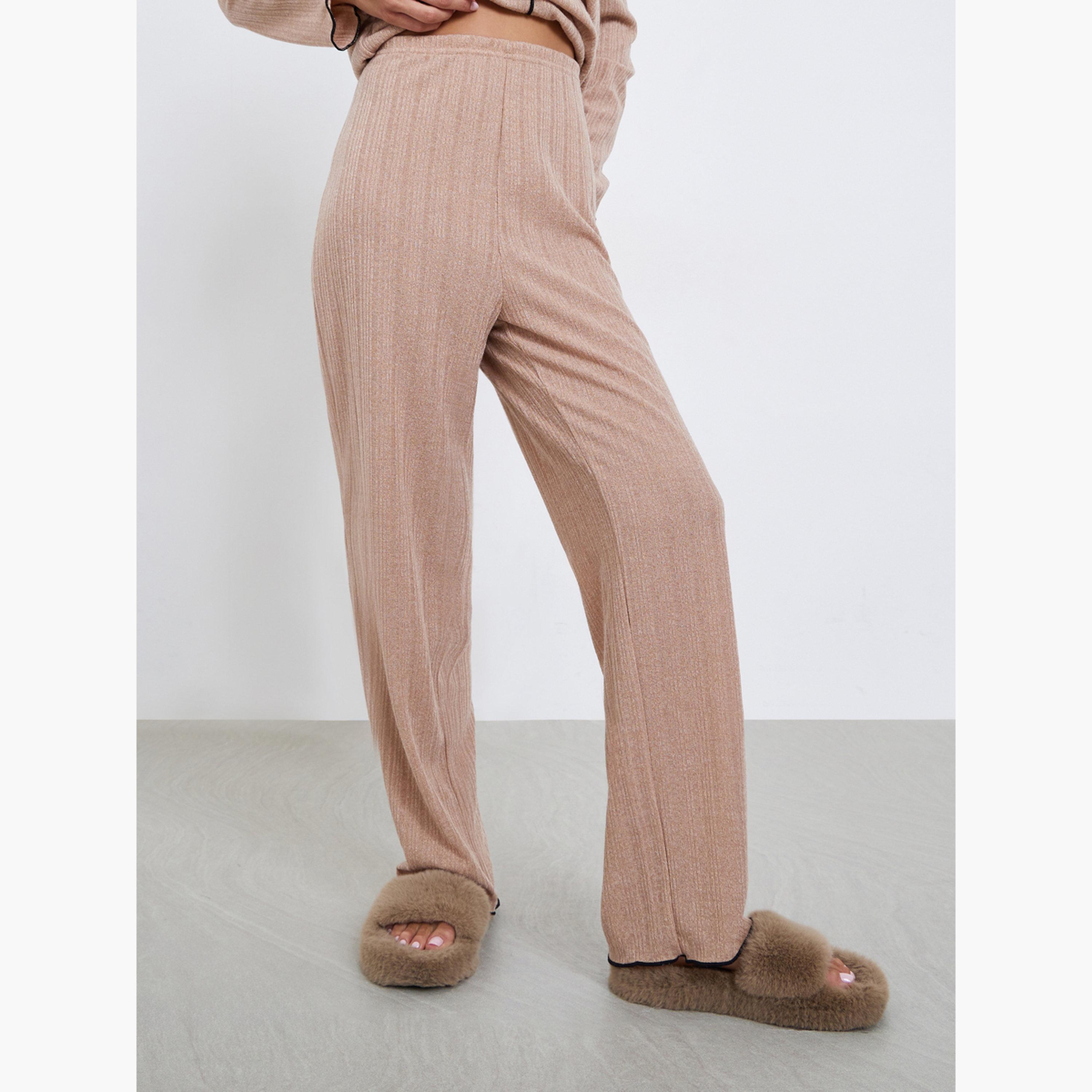 Styli Rib Round Neck T-Shirt and Pyjama Set-women-clothing-nightwear-pyjamas-longsets-image-4