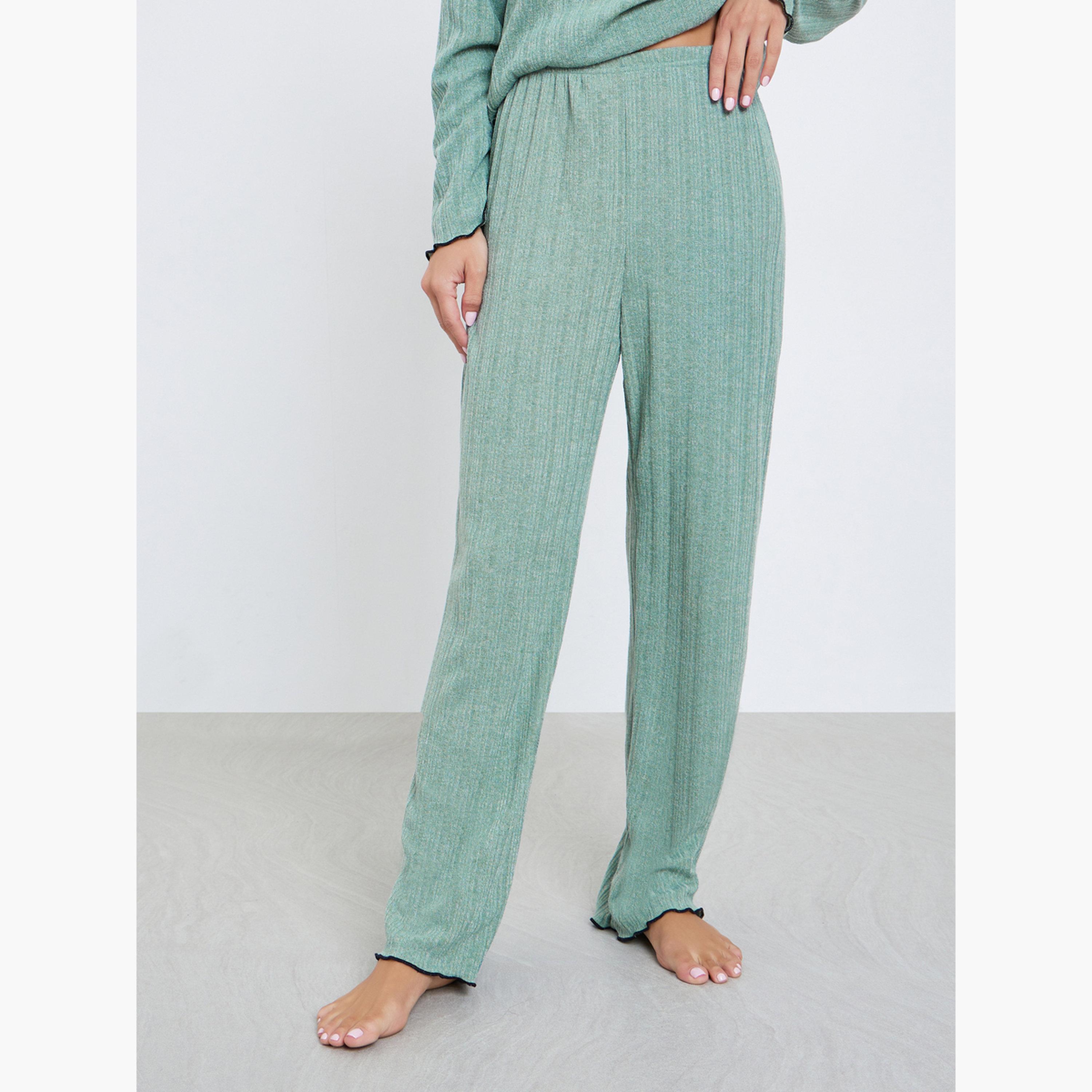 ستايلي - بيجاما بتفاصيل ربطة عنق مضلعة-women-clothing-nightwear-pyjamas-longsets-image-4