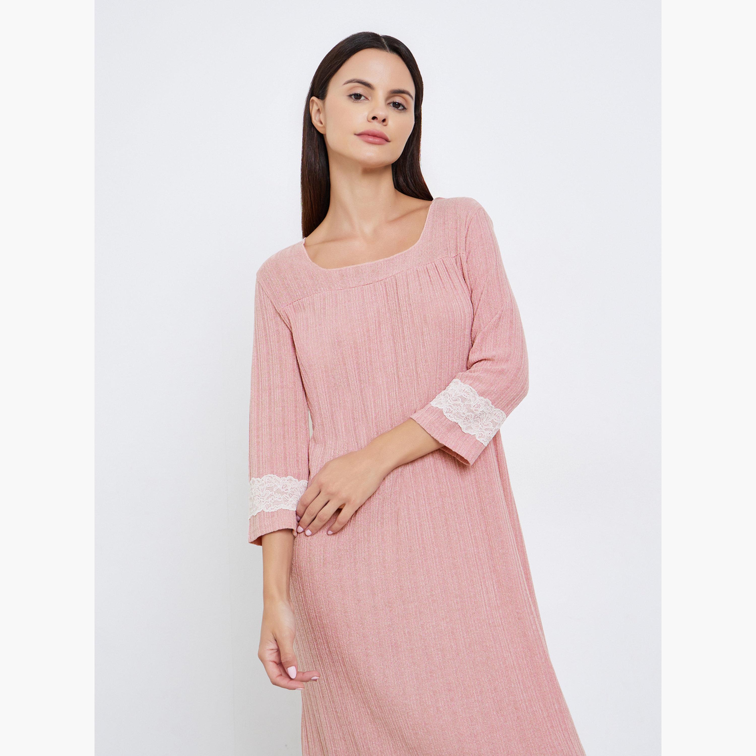 قميص نوم محبوك بياقة واسعة-women-clothing-nightwear-nighties-image-2