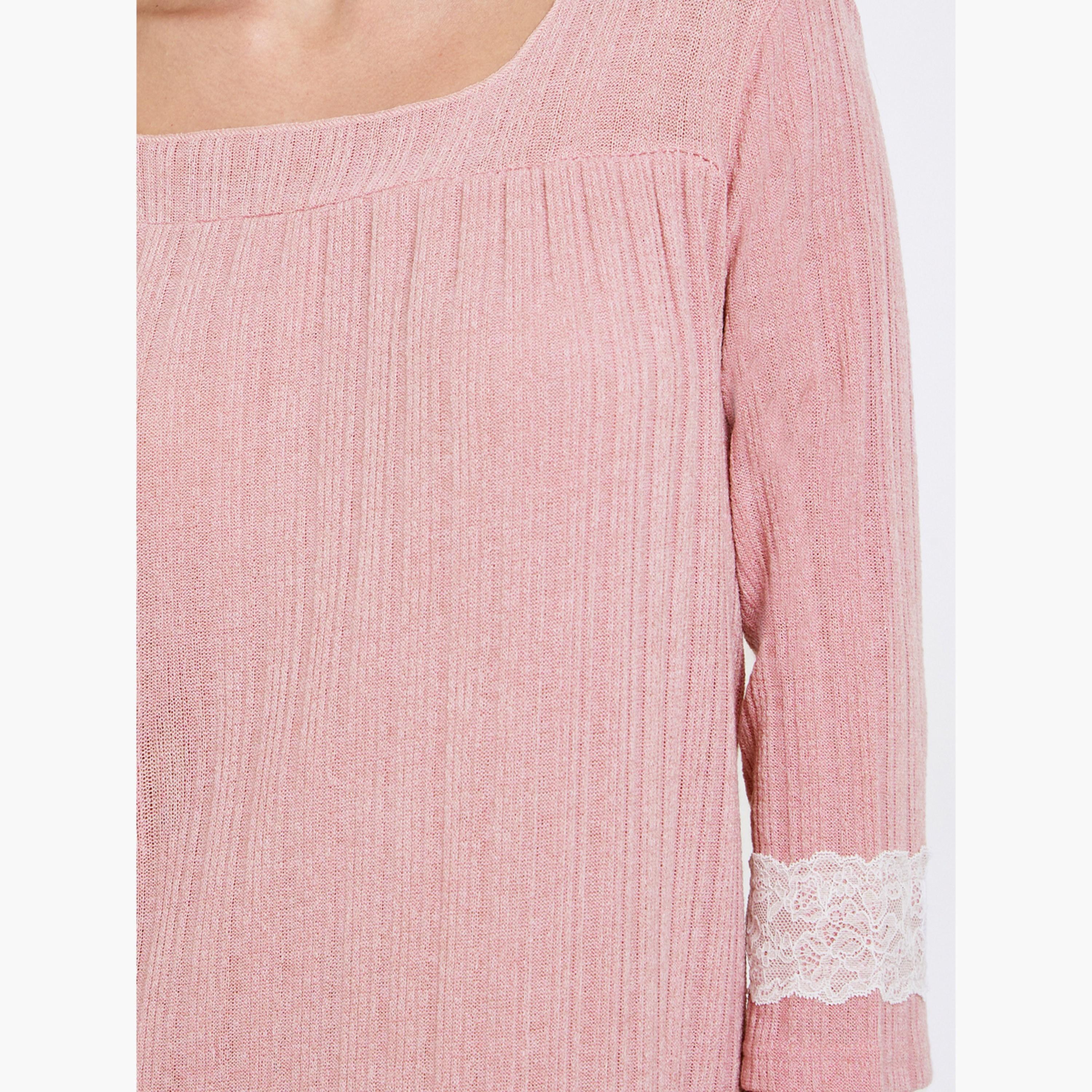 قميص نوم محبوك بياقة واسعة-women-clothing-nightwear-nighties-image-4