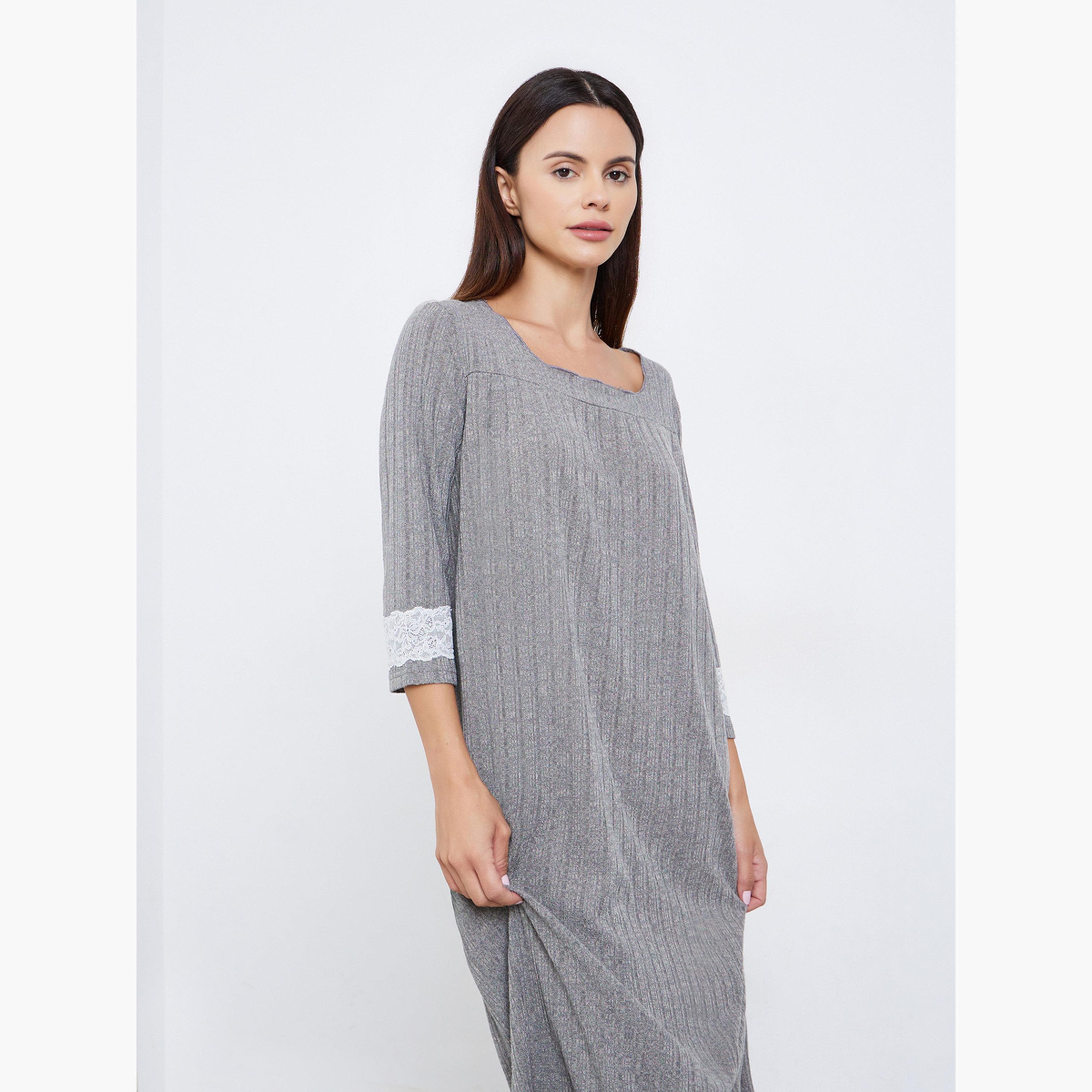 ستايلي - قميص نوم محبوك برقبة مربعة-women-clothing-nightwear-nighties-image-2