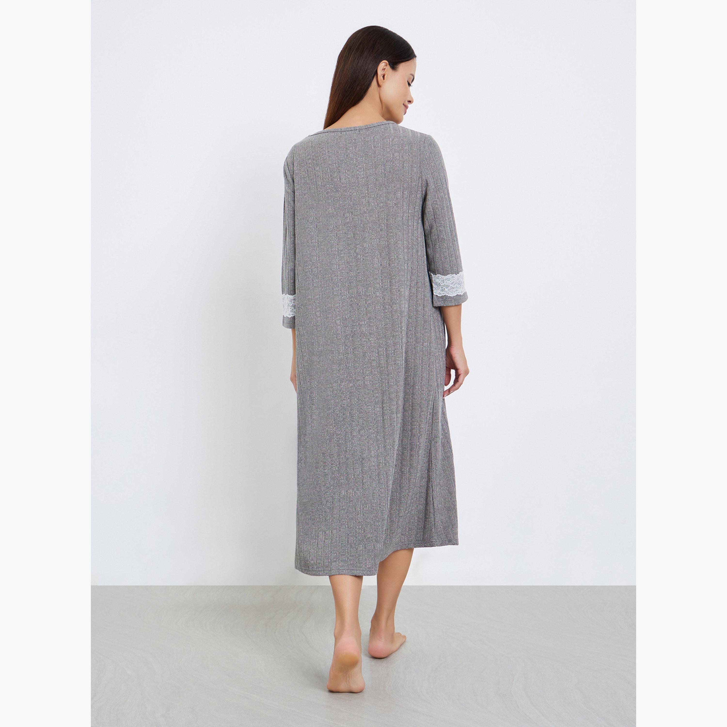 Styli Square Neck Knit Nightdress-women-clothing-nightwear-nighties-image-3