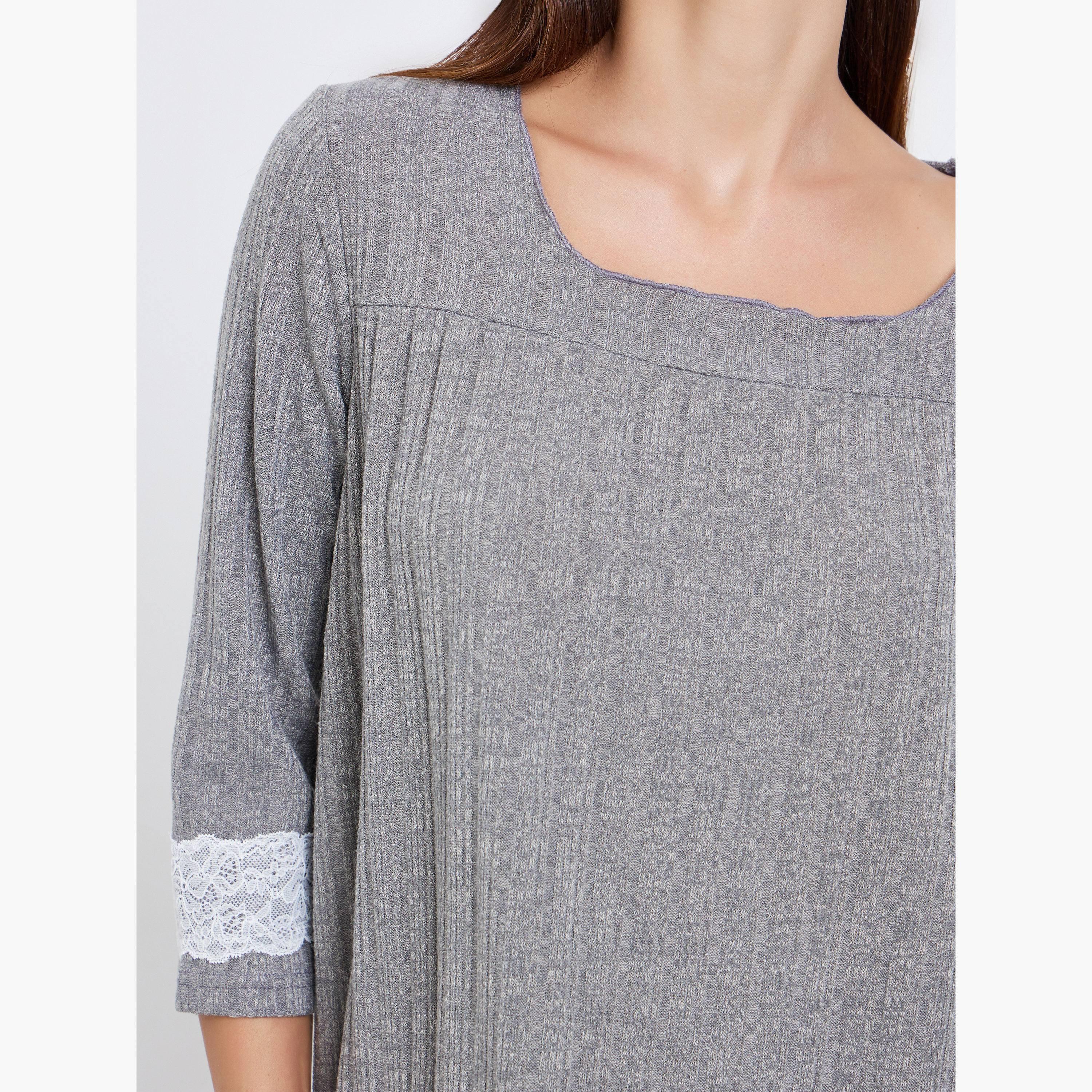 ستايلي - قميص نوم محبوك برقبة مربعة-women-clothing-nightwear-nighties-image-4