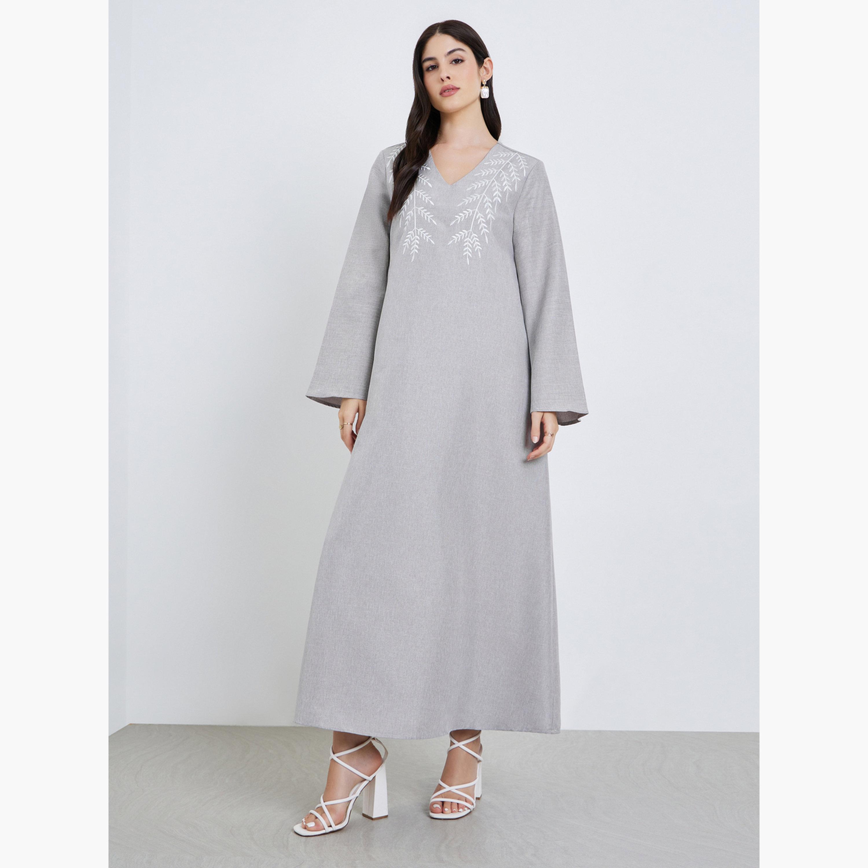جلابية بأكمام طويلة مطرزة-women-arabicclothing-jalabiyas-image-1