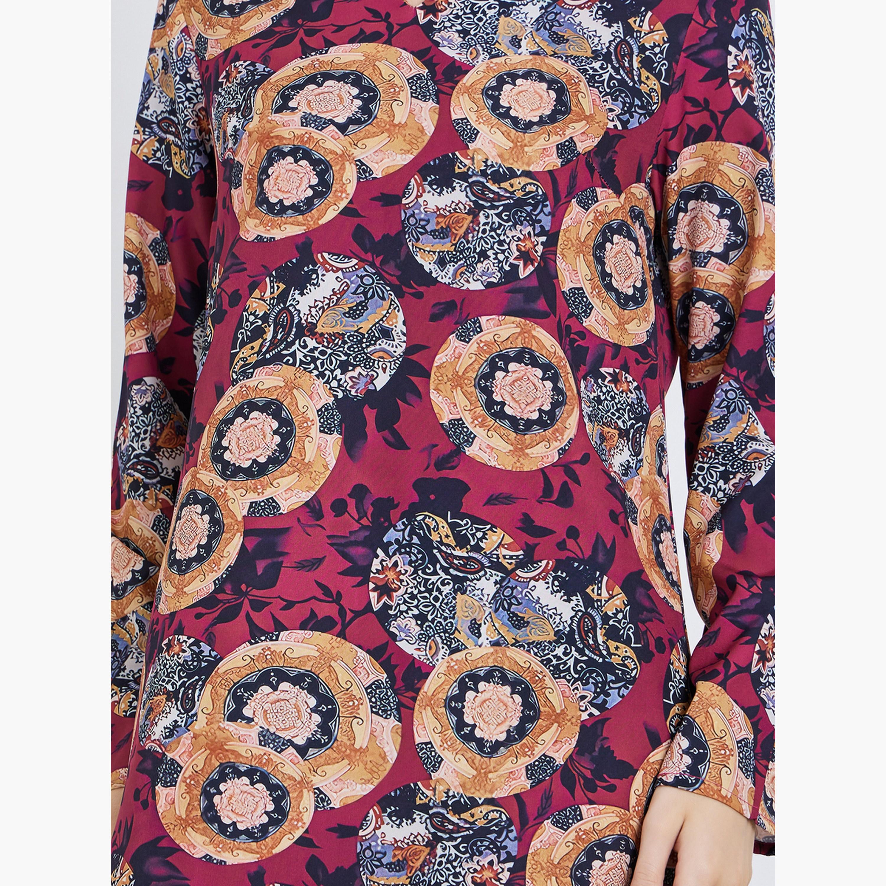 Styli Women Floral Printed Long Sleeve Jalabiya-women-arabicclothing-jalabiyas-image-4