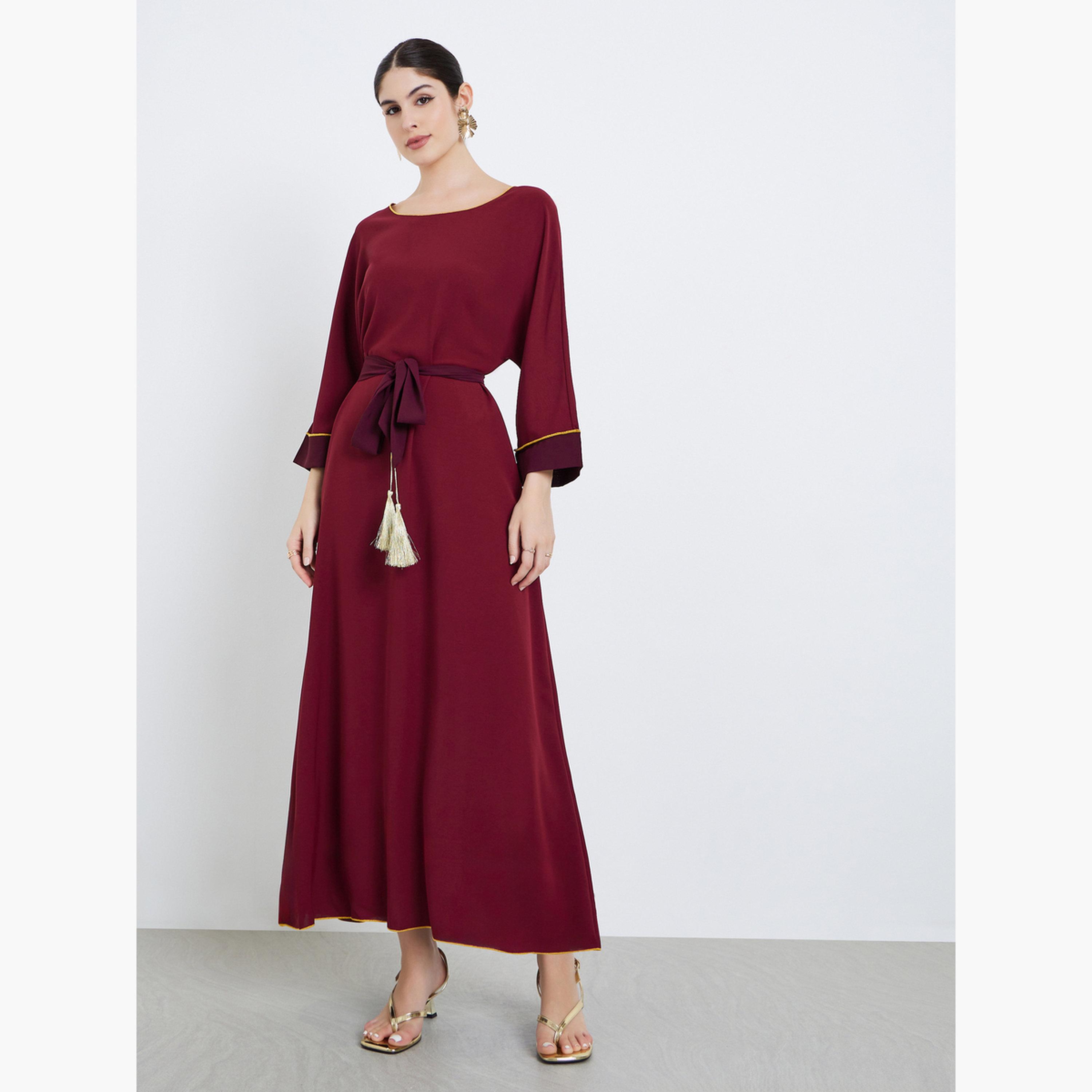 جلابية طويلة بحواف ذهبية-women-arabicclothing-jalabiyas-image-1