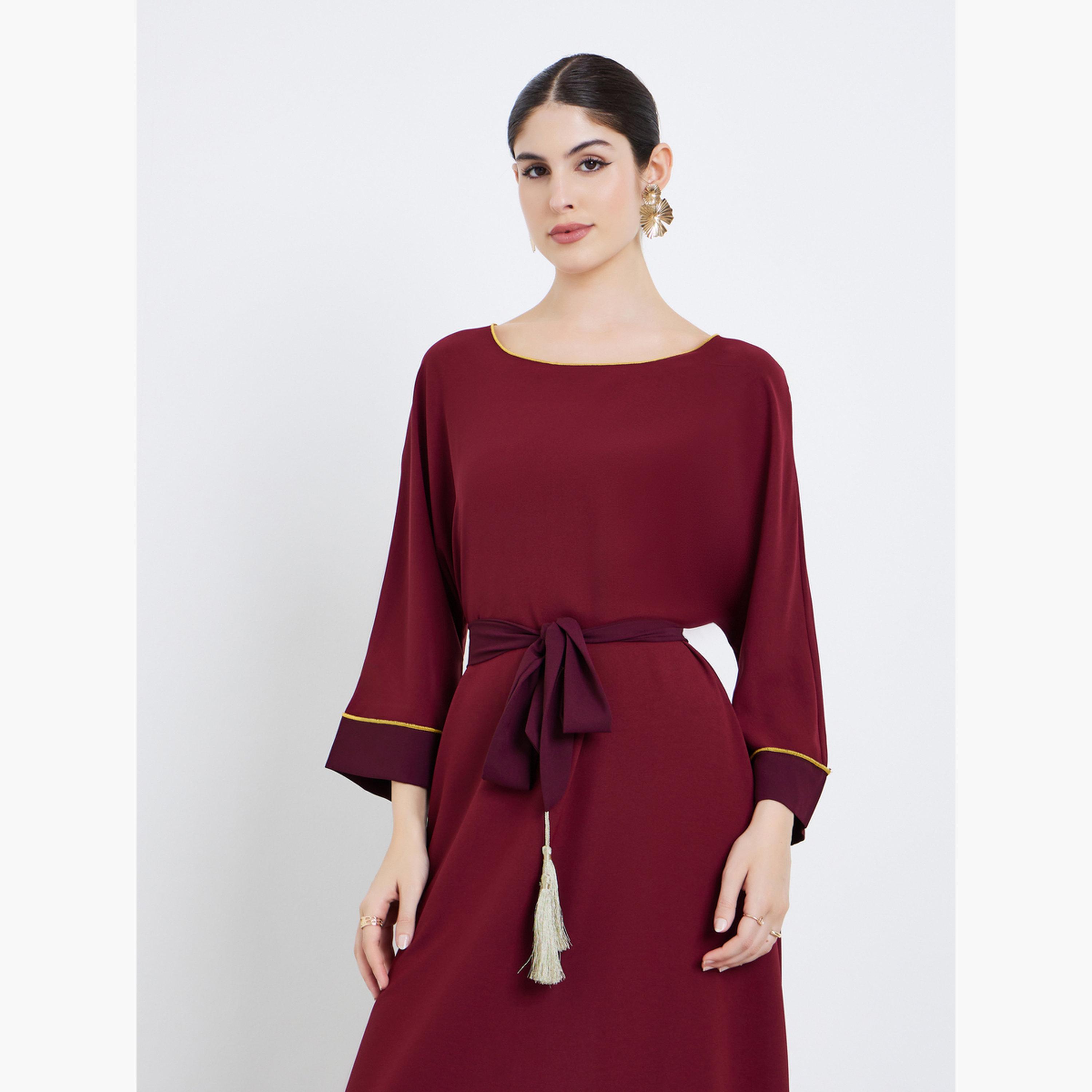 جلابية طويلة بحواف ذهبية-women-arabicclothing-jalabiyas-image-2