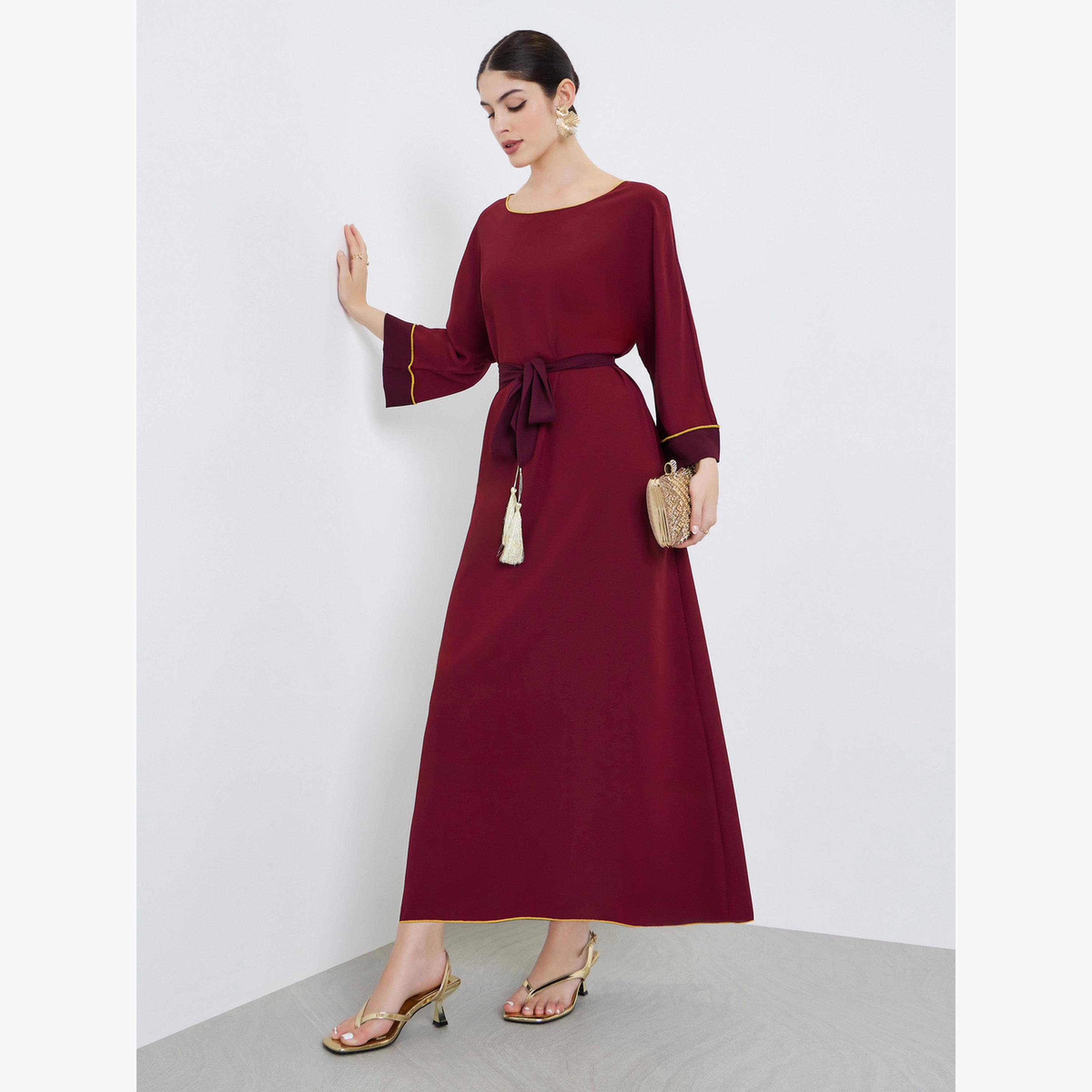 جلابية طويلة بحواف ذهبية-women-arabicclothing-jalabiyas-image-3