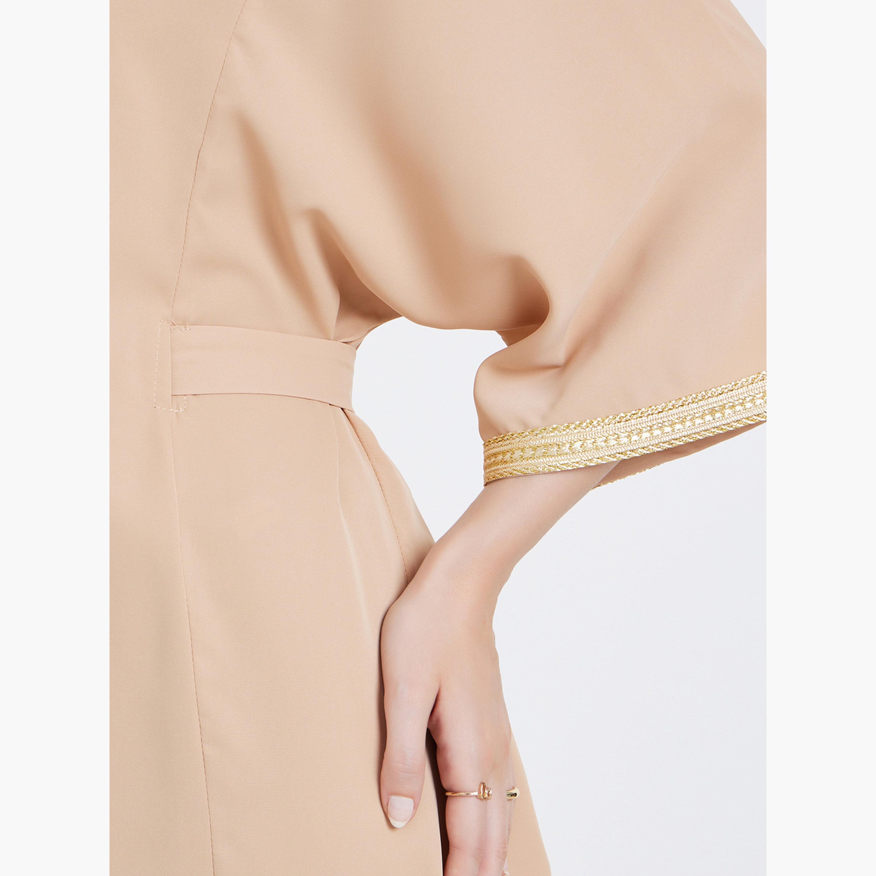 Styli Women Beige A-Line Maxi Jalabiya-women-arabicclothing-jalabiyas-image-4