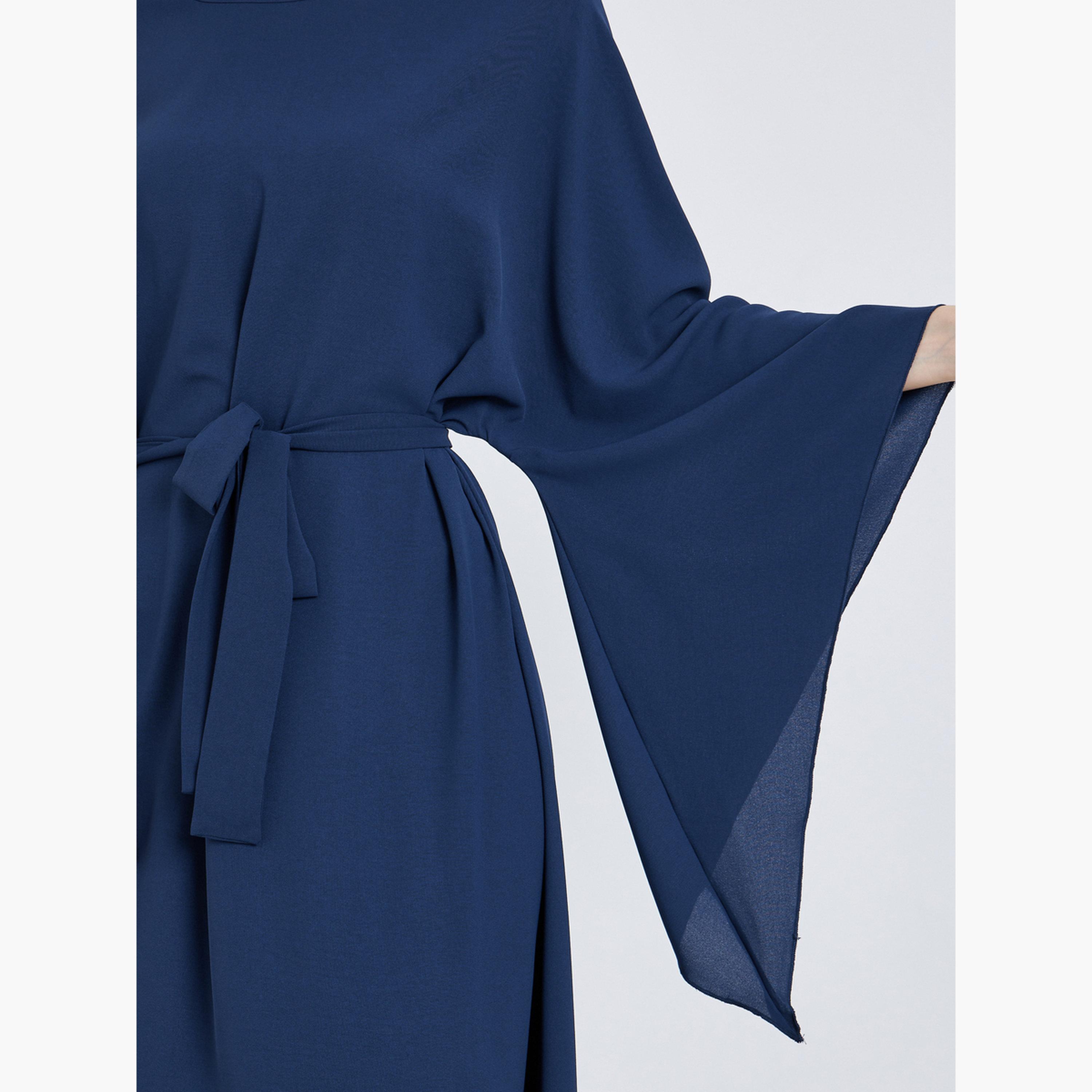 Styli Women Navy Blue A-Line Maxi Jalabiya-women-arabicclothing-jalabiyas-image-4