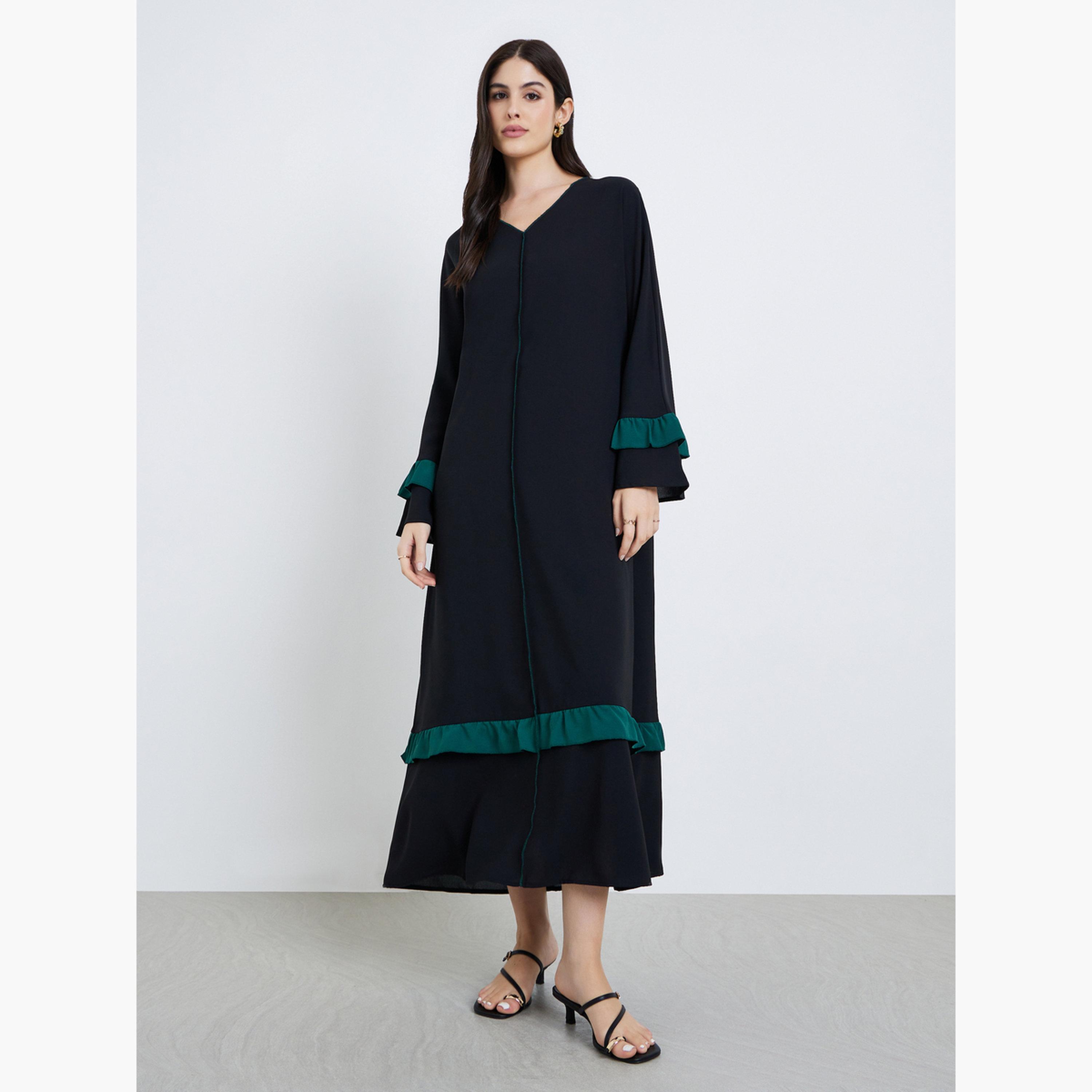 جلابية طويلة بتفاصيل كشكشة-women-arabicclothing-jalabiyas-image-3