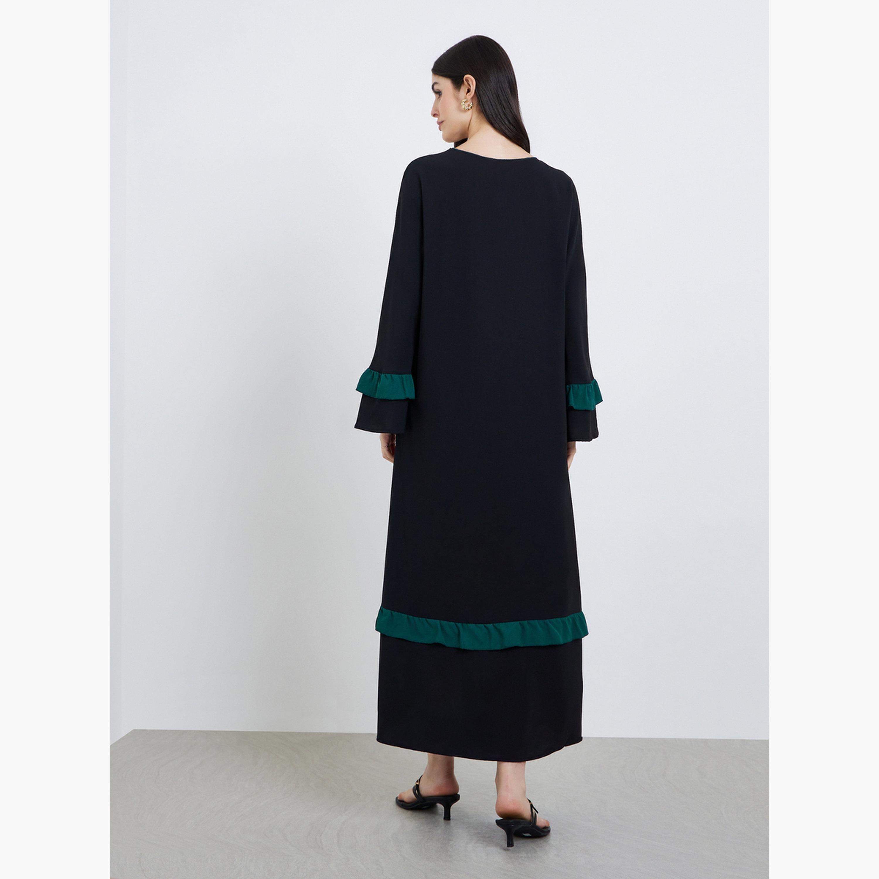 جلابية طويلة بتفاصيل كشكشة-women-arabicclothing-jalabiyas-image-5