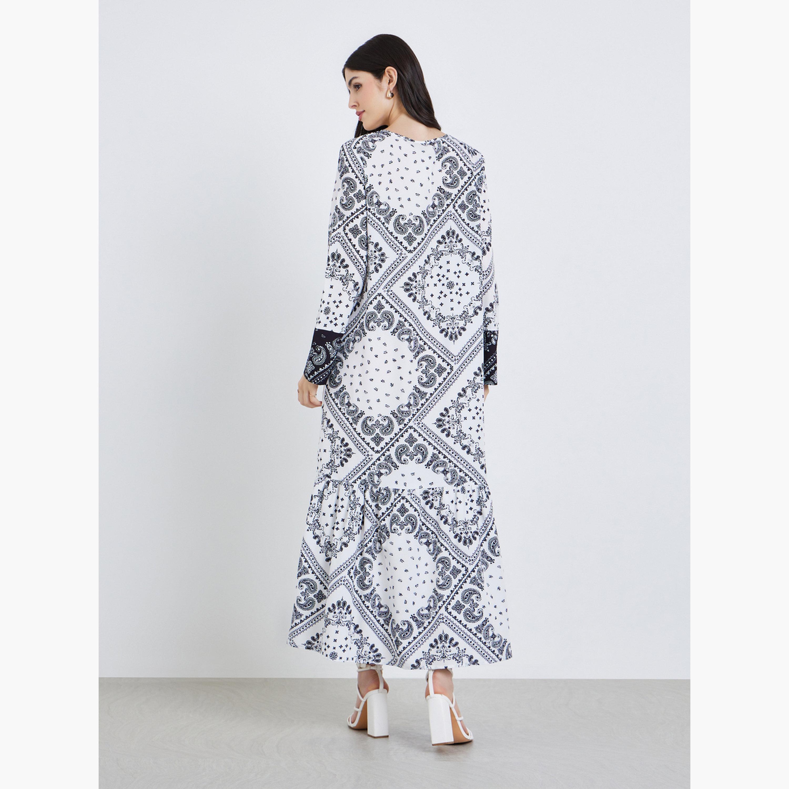Styli Women All-Over Printed Long Sleeve Jalabiya-women-arabicclothing-jalabiyas-image-5