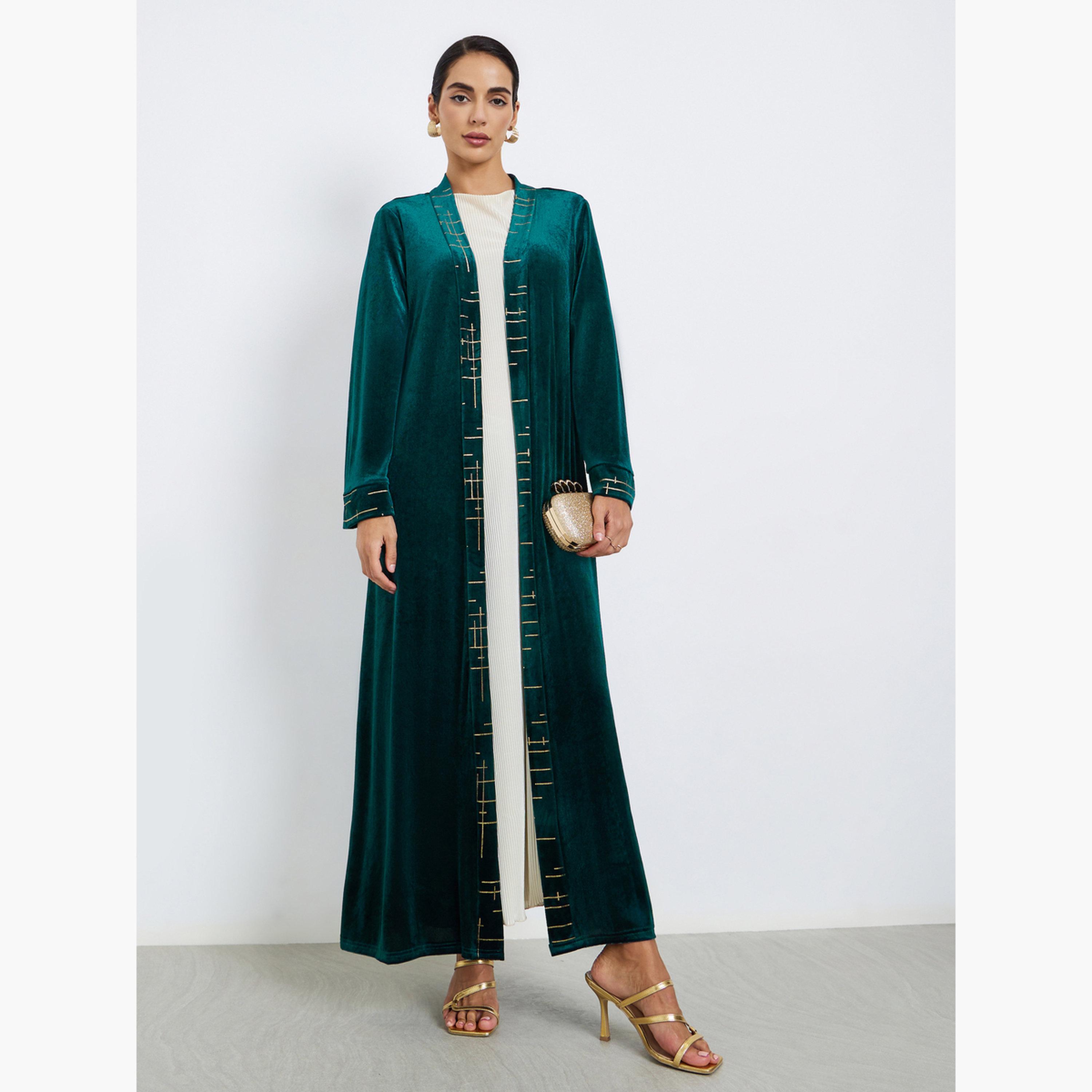 عباية بتفاصيل طبعة بالرقائق المعدنية-women-arabicclothing-abayas-image-1