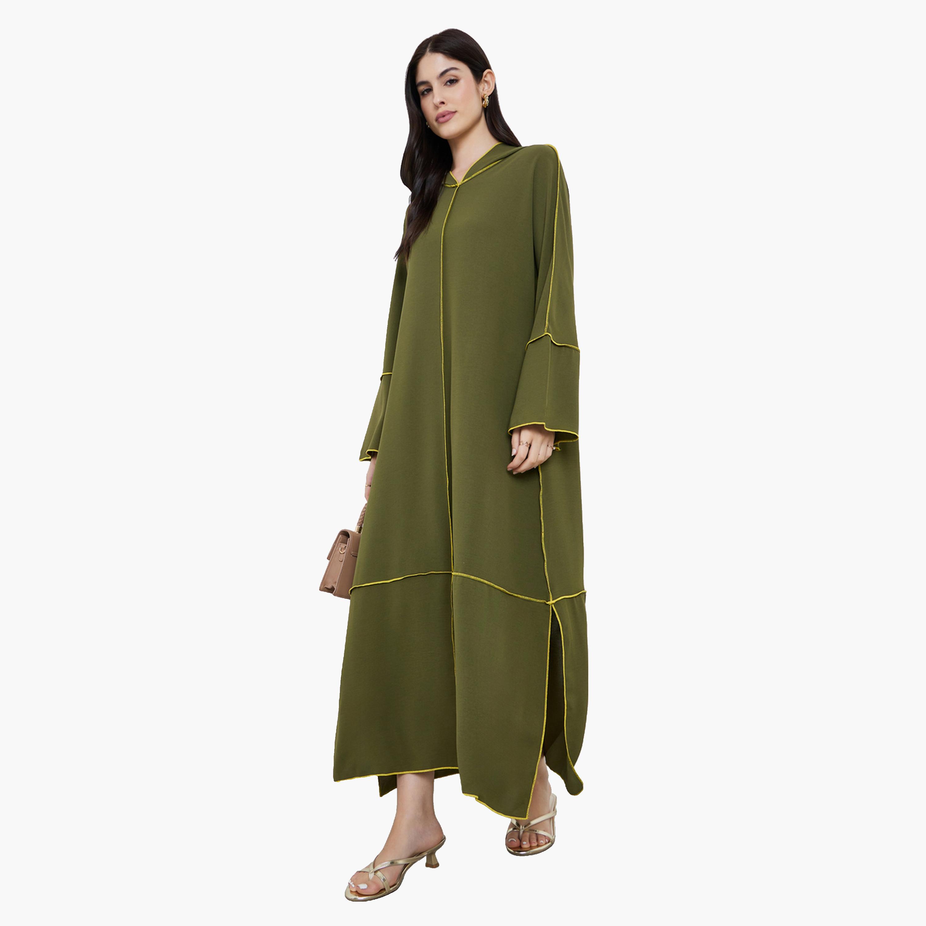 جلابية طويلة بحواف متباينة-women-arabicclothing-jalabiyas-image-1