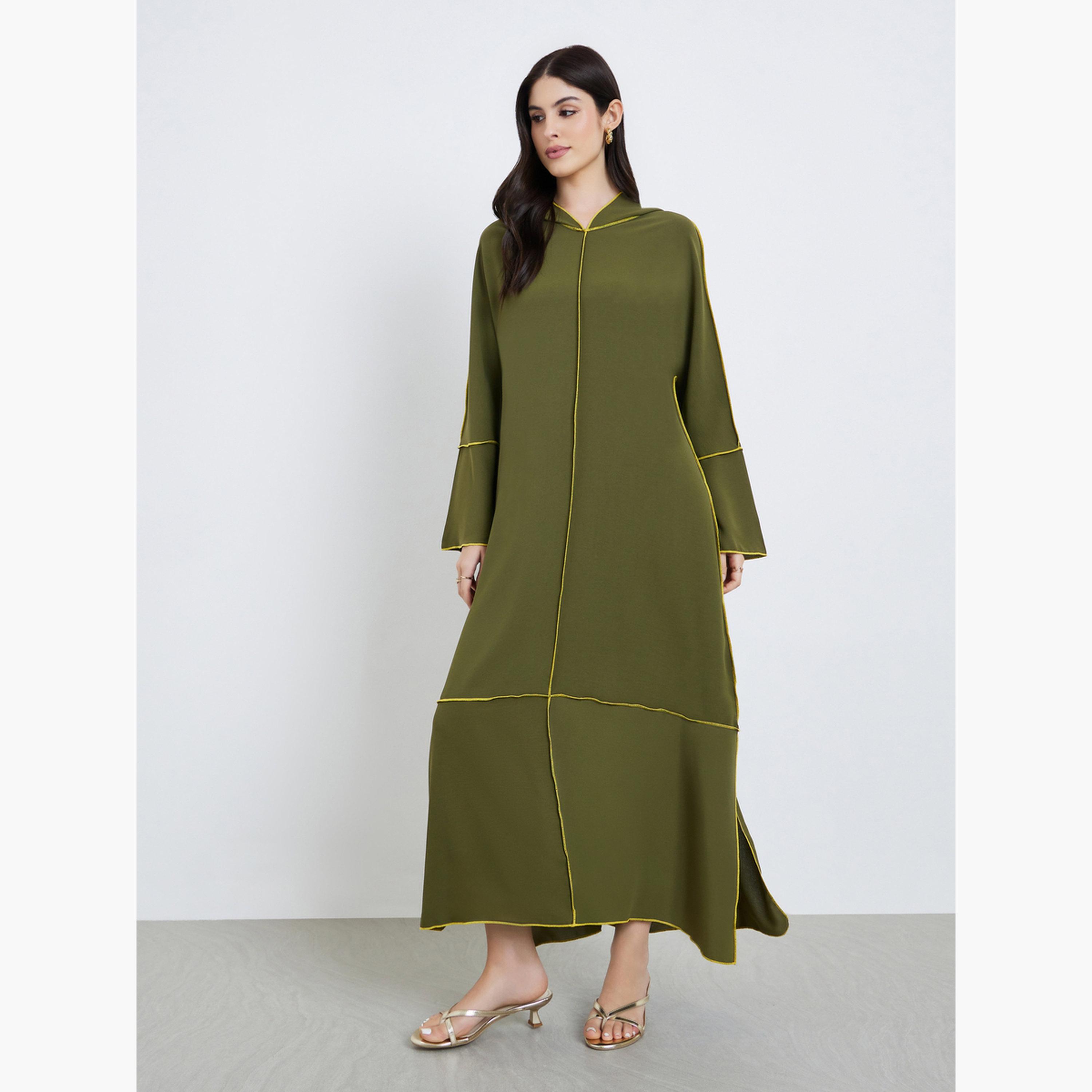 جلابية طويلة بحواف متباينة-women-arabicclothing-jalabiyas-image-2