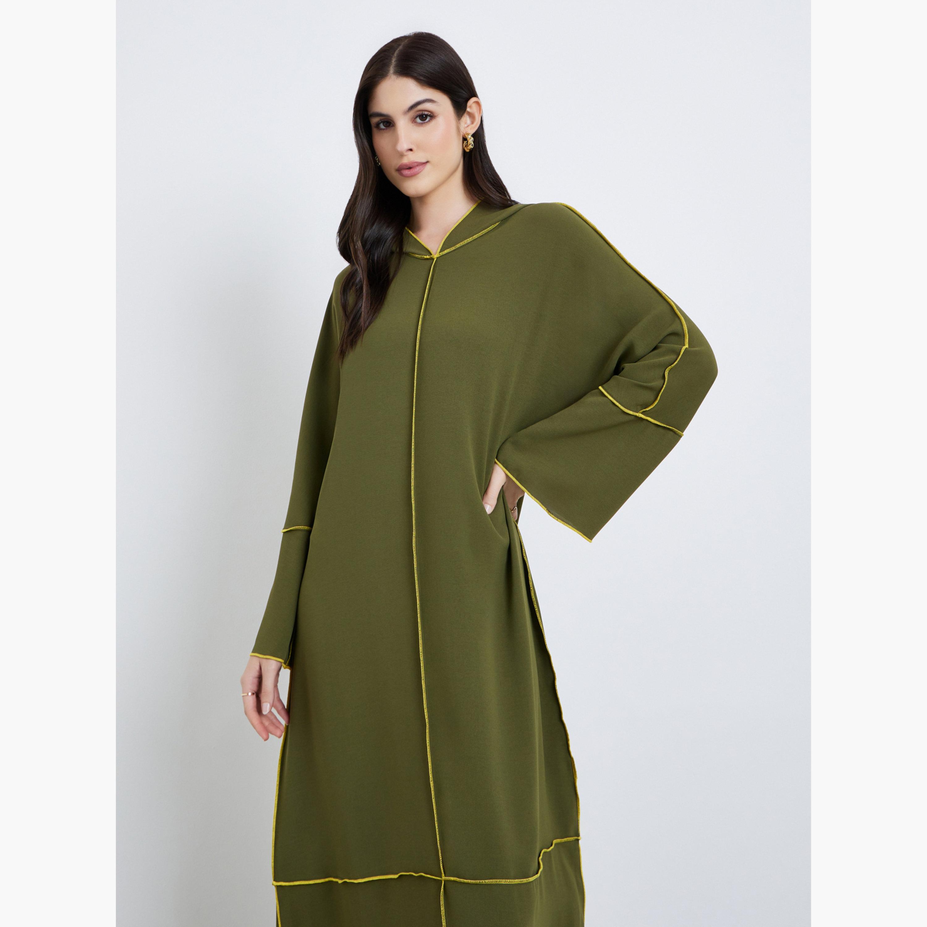 جلابية طويلة بحواف متباينة-women-arabicclothing-jalabiyas-image-3