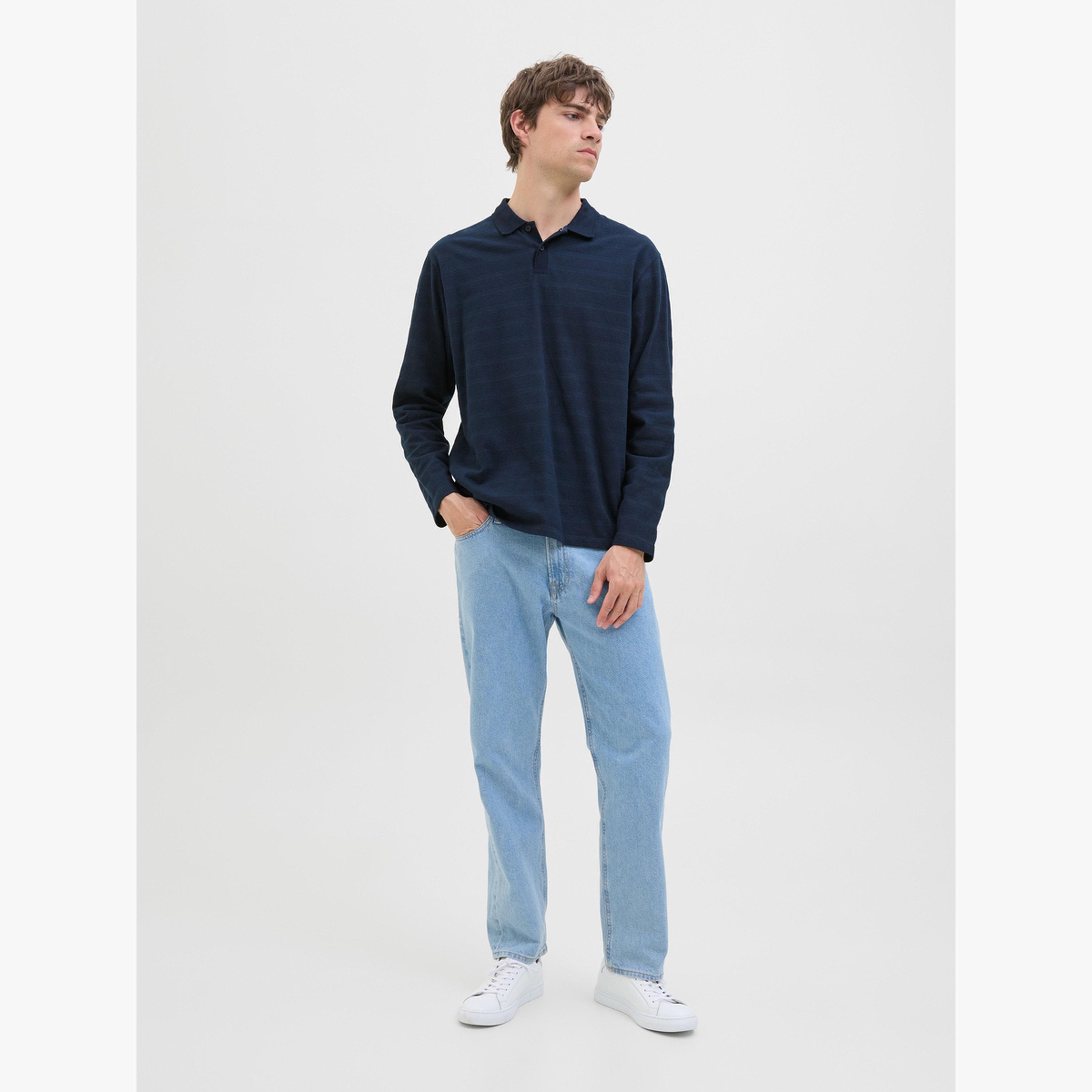 قميص بولو بتفاصيل محبوكة رجالي بأكمام طويلة-men-clothing-tshirtsandpolos-polos-image-2